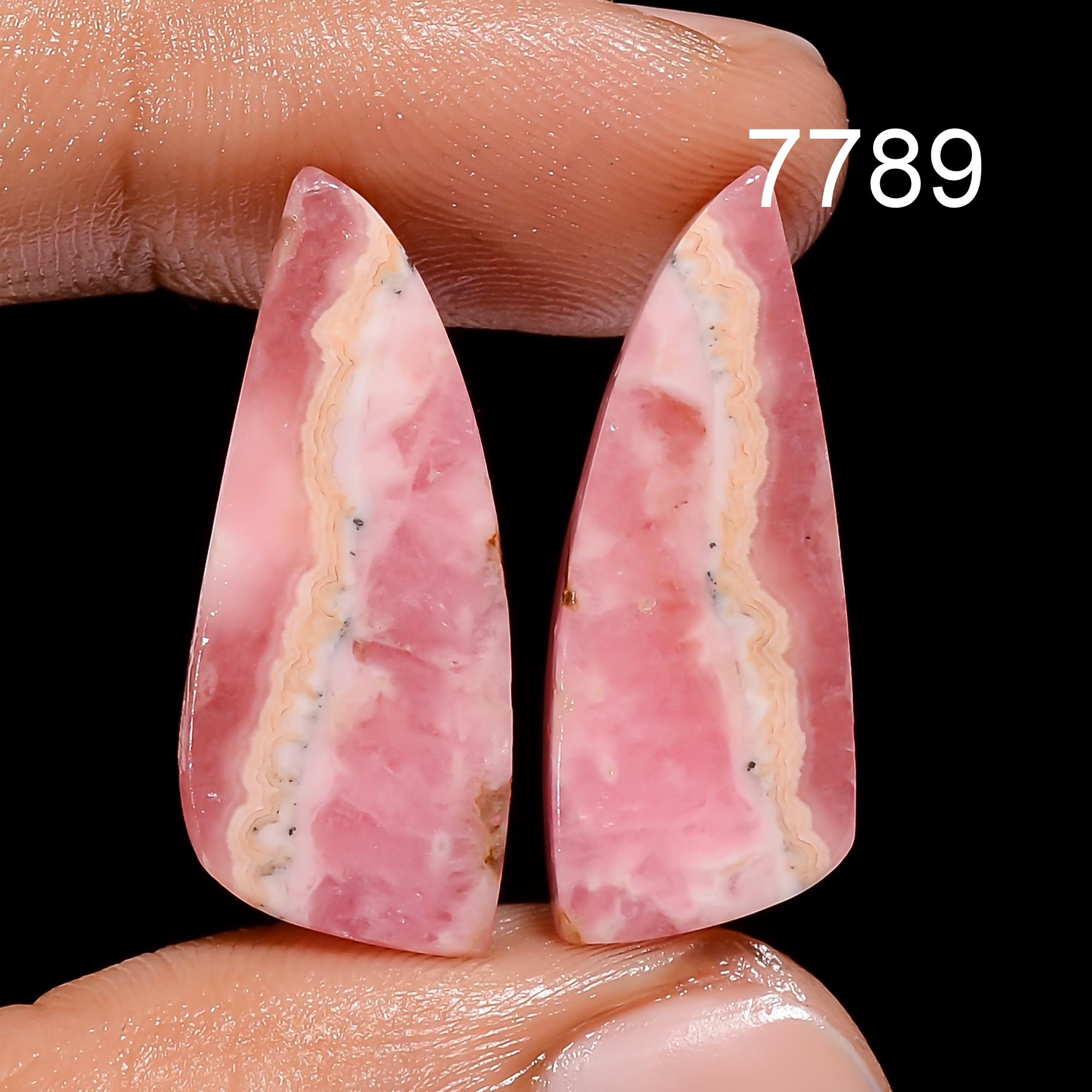 Natural Rhodochrosite Gemstone Pair, Rhodochrosite Cabochon Pair, Loose Designer Gemstone Pair For Matched Earring Pair  - image 2