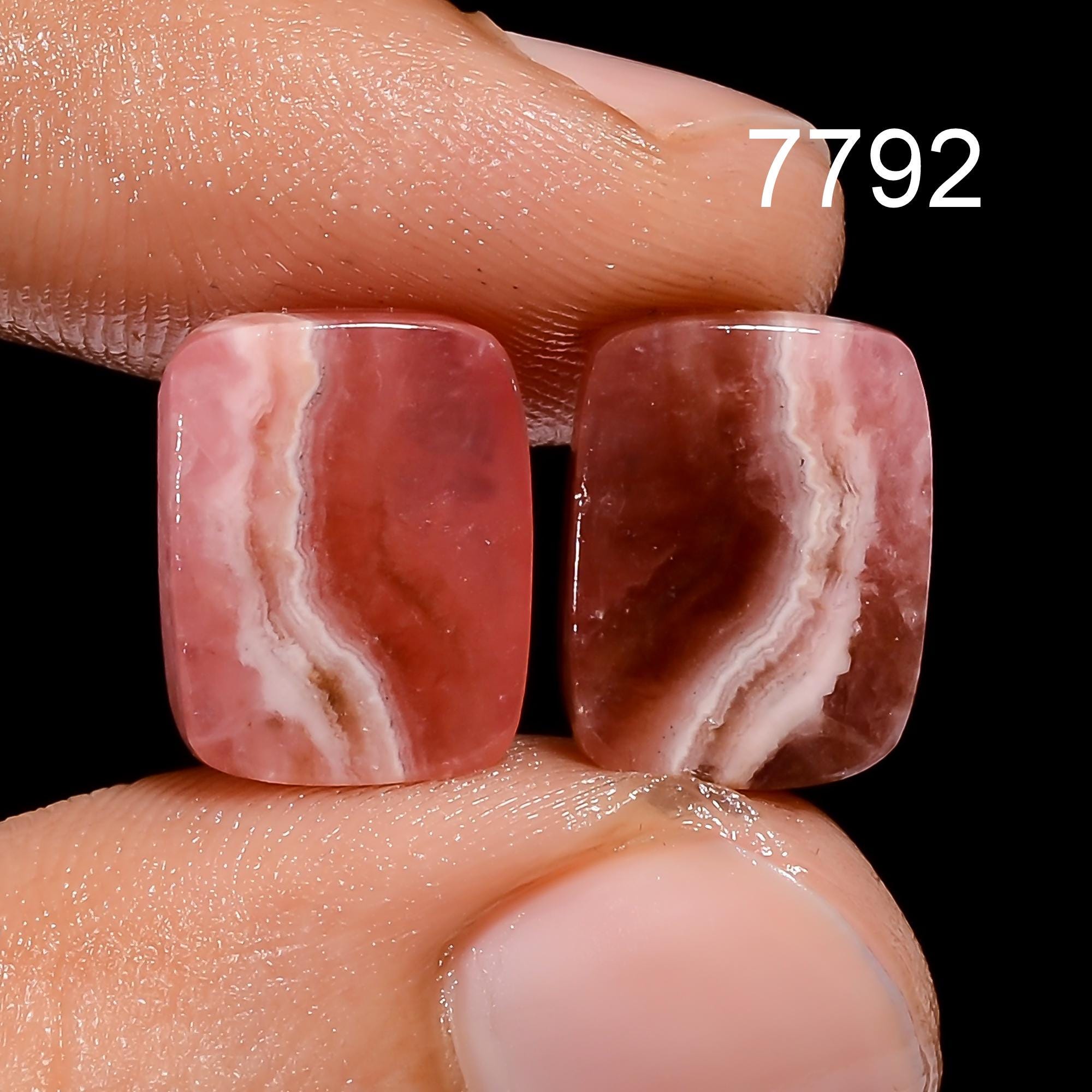 Natural Rhodochrosite Gemstone Pair, Rhodochrosite Cabochon Pair, Loose Designer Gemstone Pair For Matched Earring Pair  - image 3