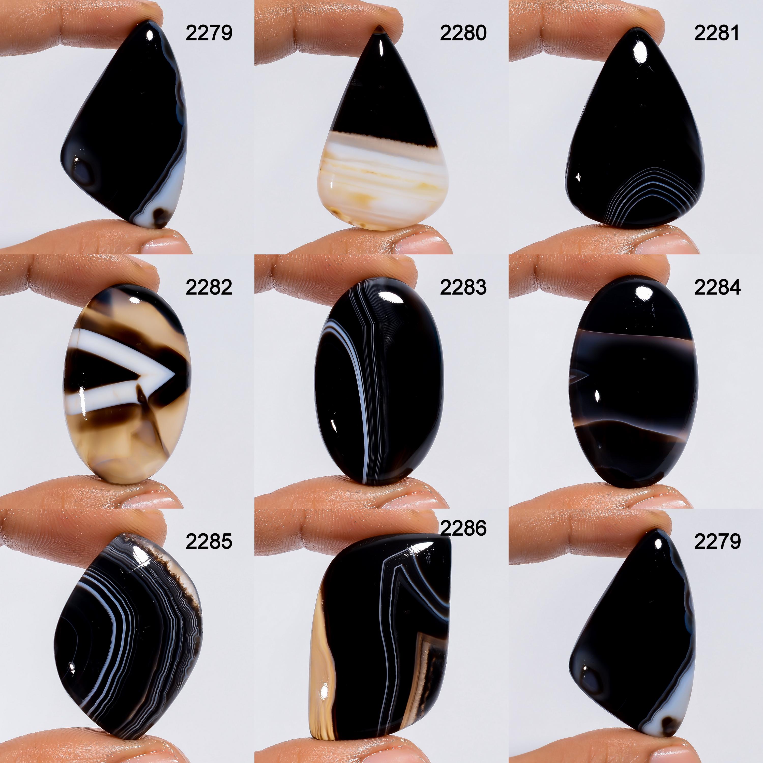 AAA Black Banded Agate Cabochon, Jewelry Making Supply - image 9