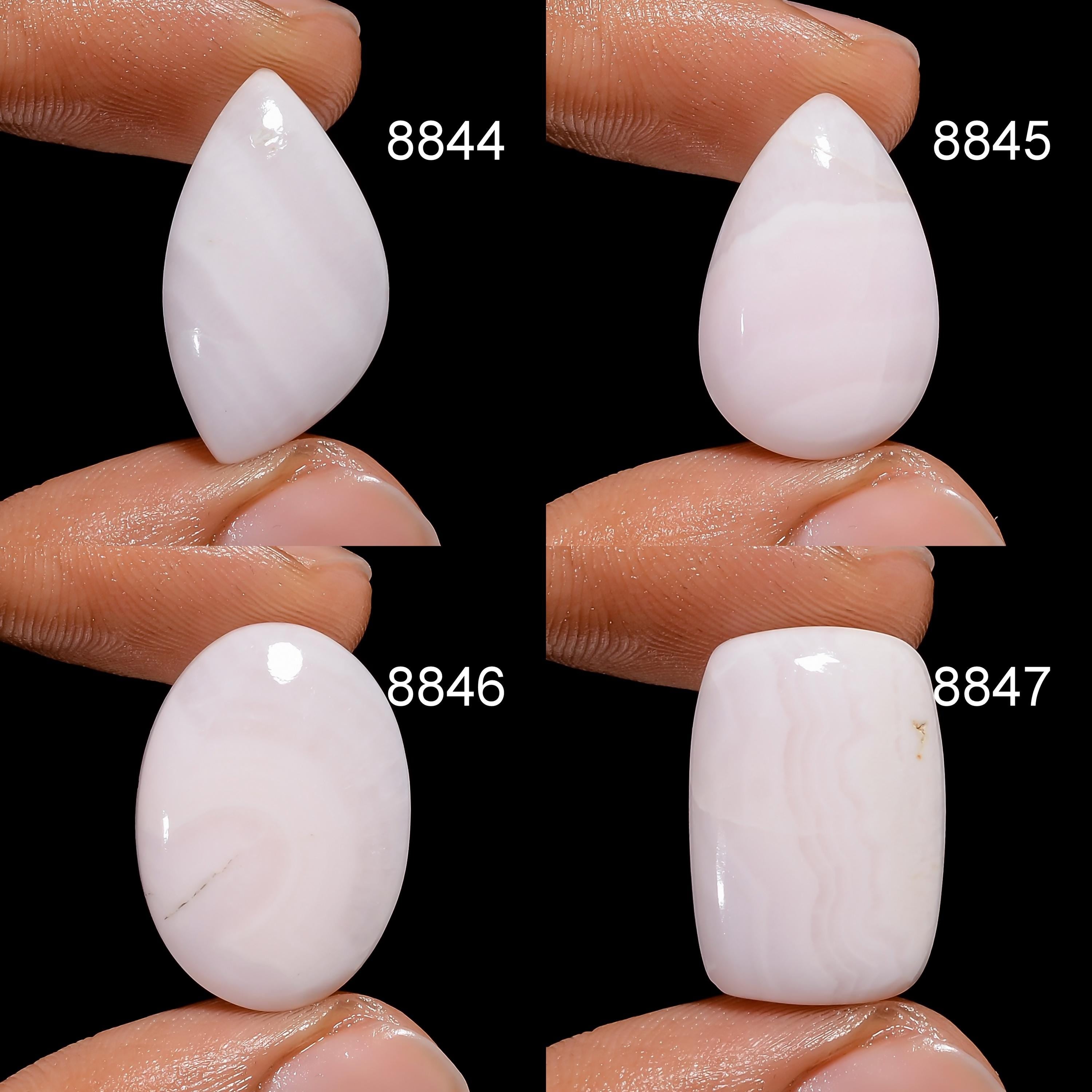 8851-Natural White Agate Cabochon, Teardrop Gemstone - image 5