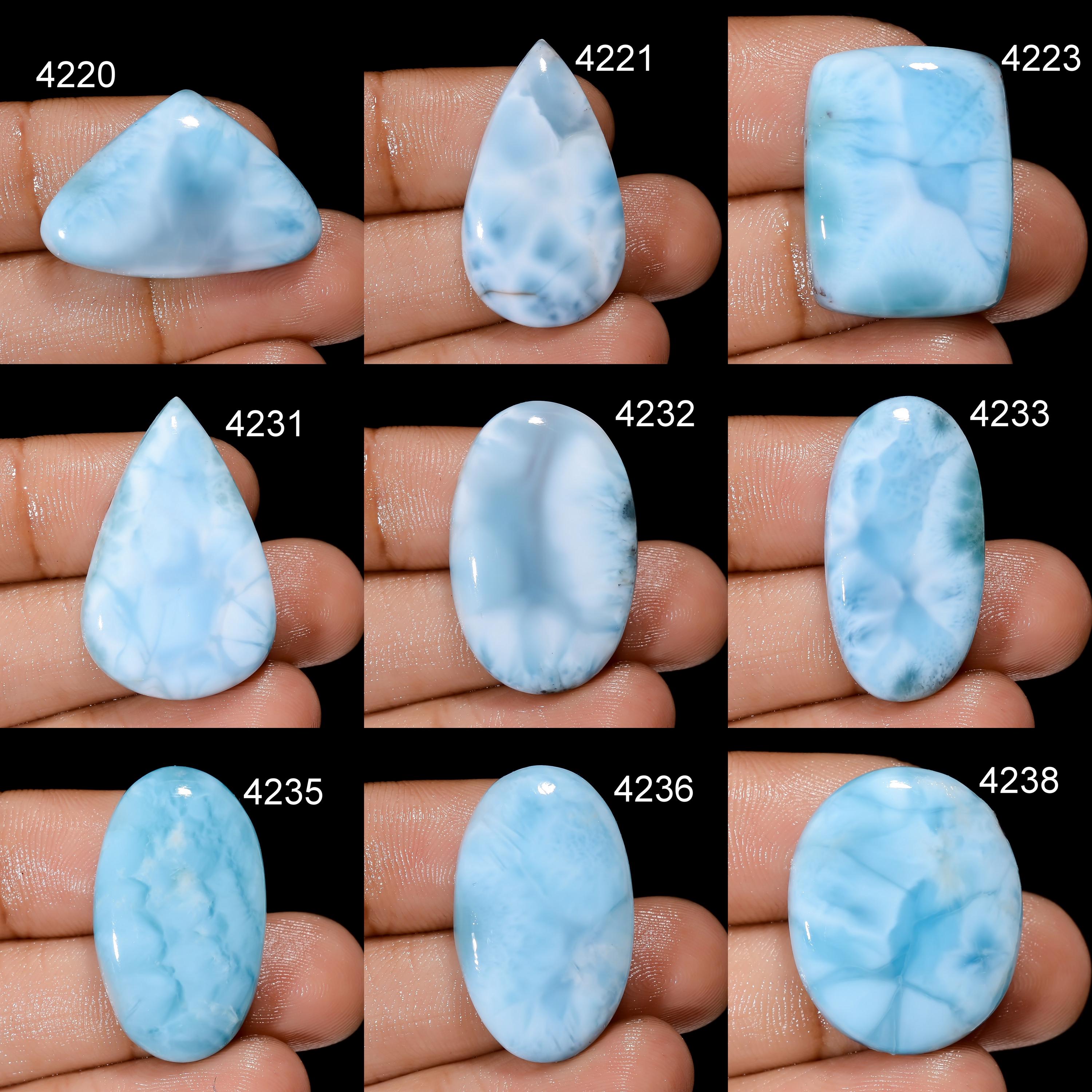 Natural Larimar Cabochon, Blue Gemstone, Flat Back, Mix Shape - image 3