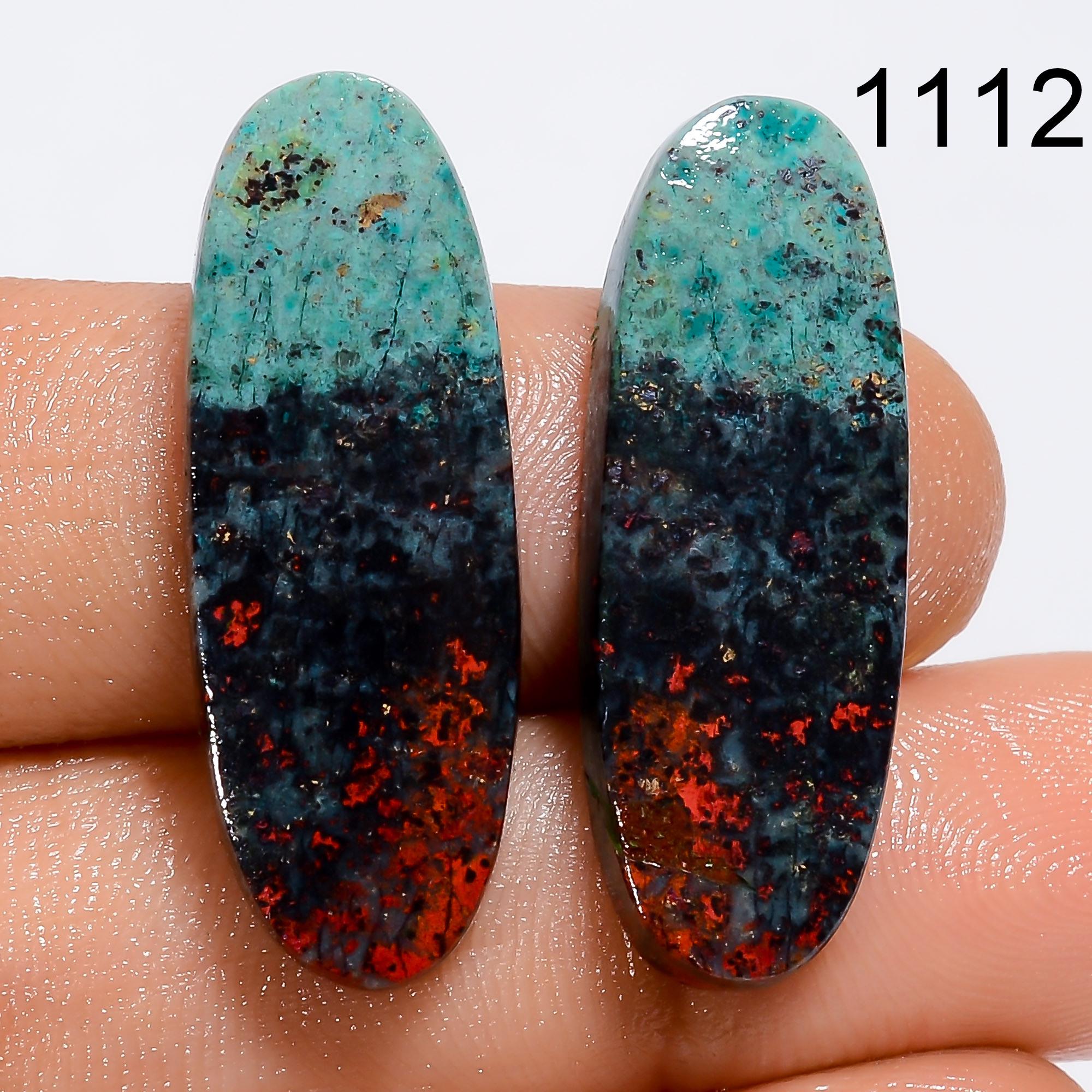 Sonora Sunrise Gemstone Pair, Loose Natural Matched Cupric Chrysocolla, Earring Jewelry Supply