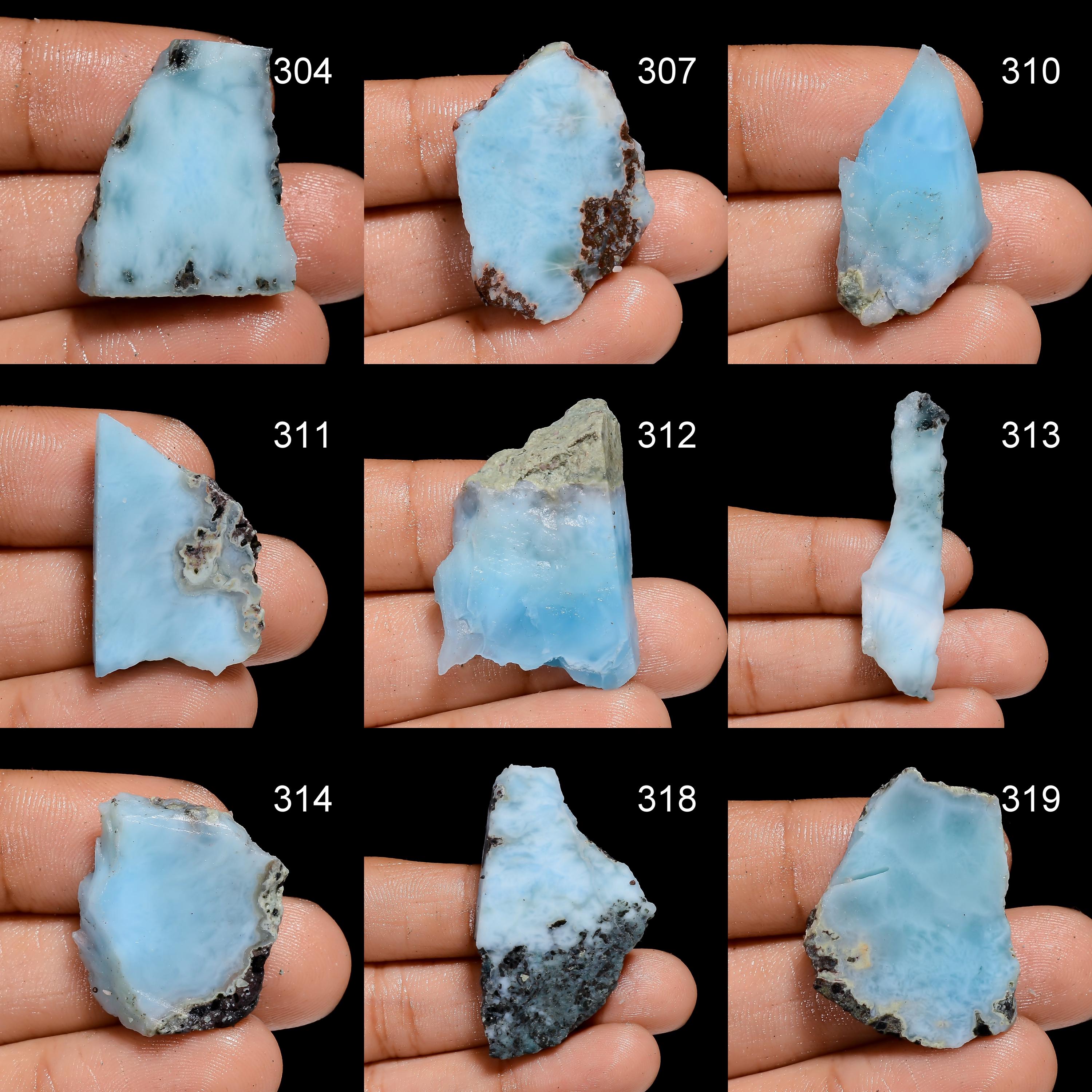  Natural Blue Larimar Raw Gemstone (24X20X6 mm to 45X27X8 mm size)