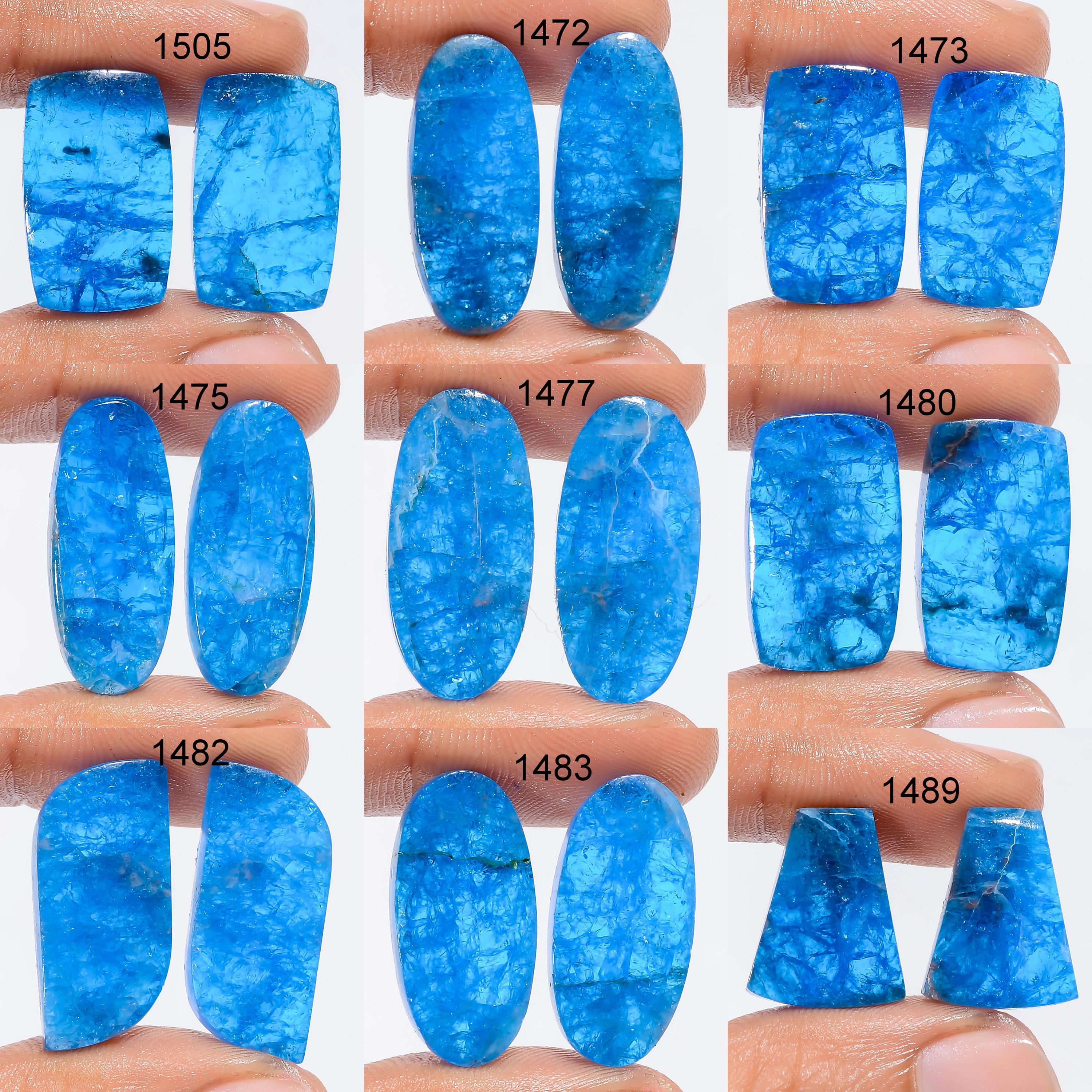 Neon Blue Apatite Gemstone Pair, AAA Quality, Matched Stones - image 3