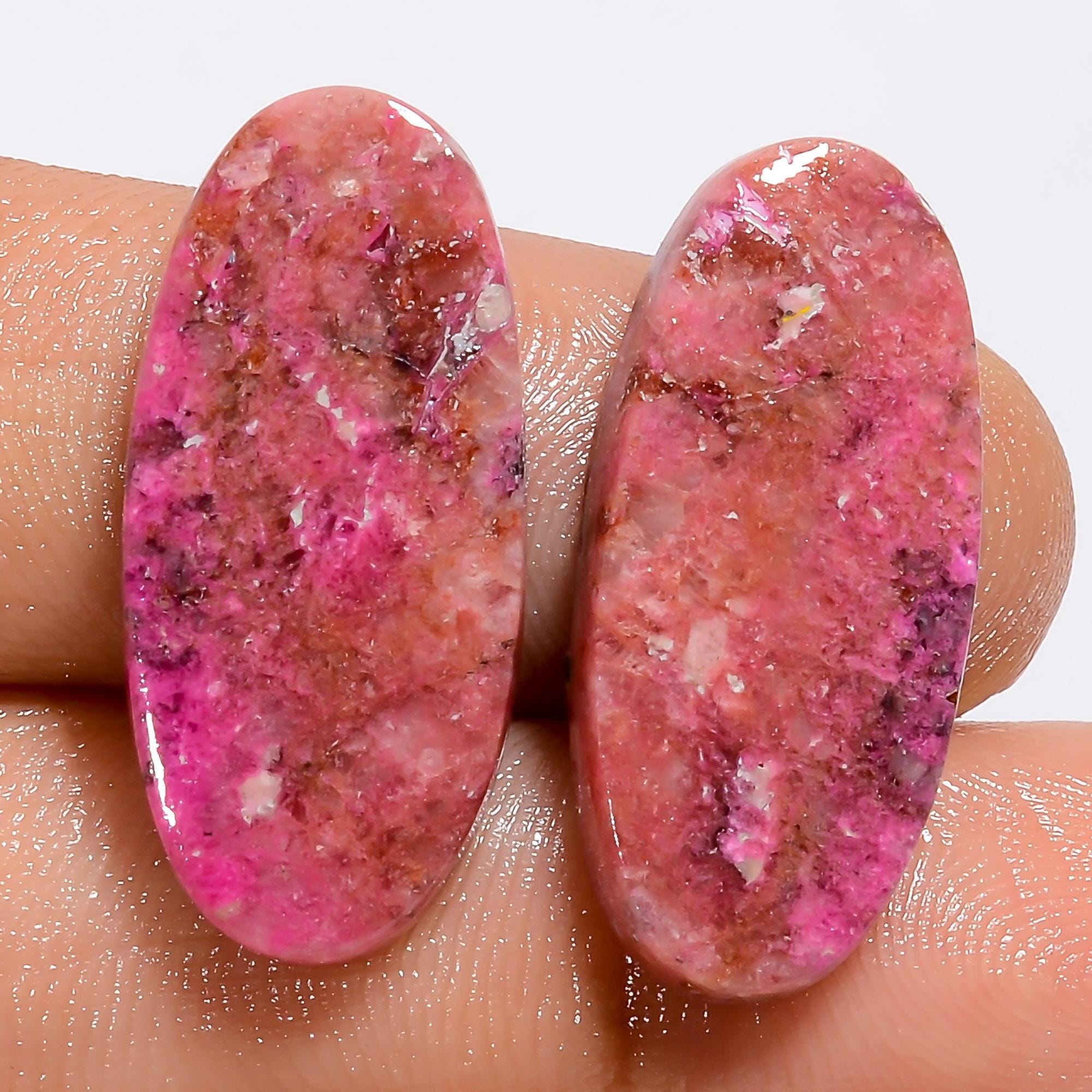 AAA Pink Cobalt Calcite Gemstone Pair, Matched Stones, Jewelry Making