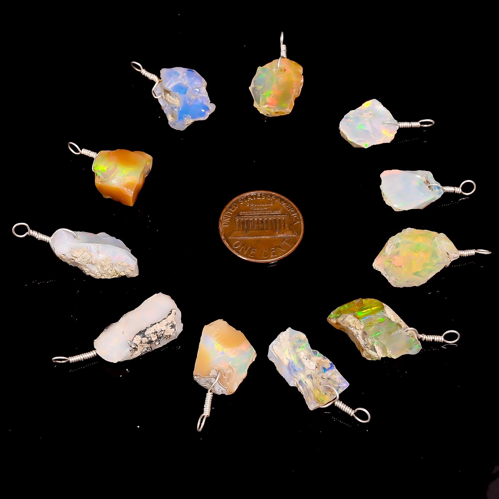 AA+ Raw Ethiopian Opal Pendant with Natural Fire Tones