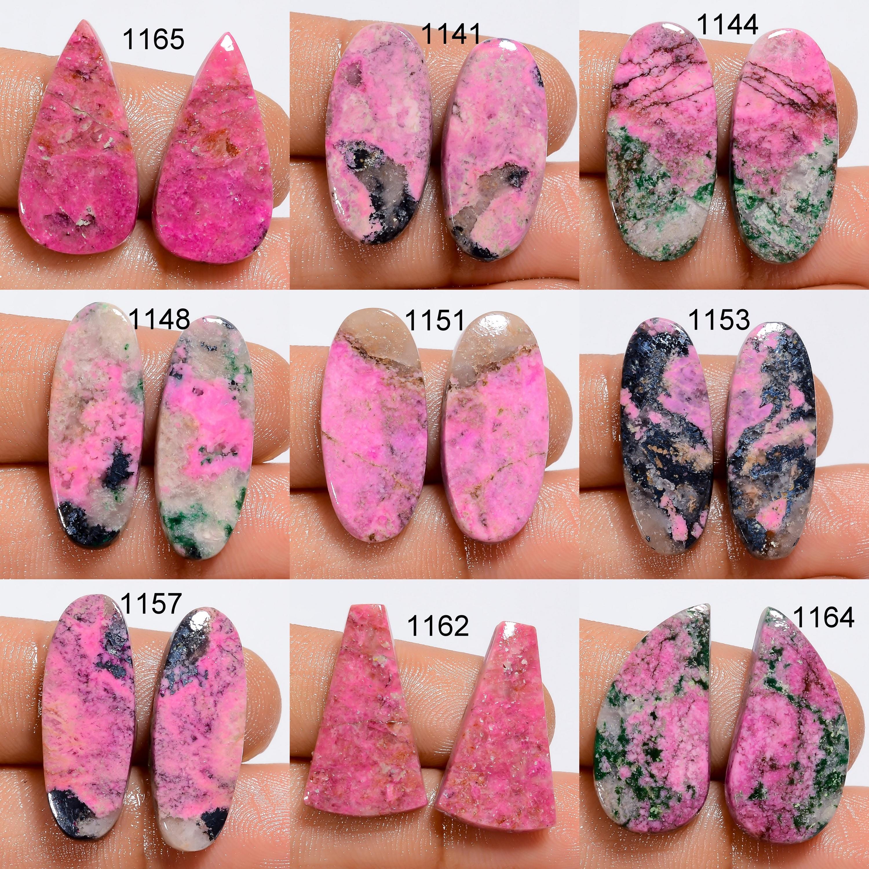 AAA Pink Cobalt Calcite Gemstone Pair, Matched Stones, Jewelry Making - image 2