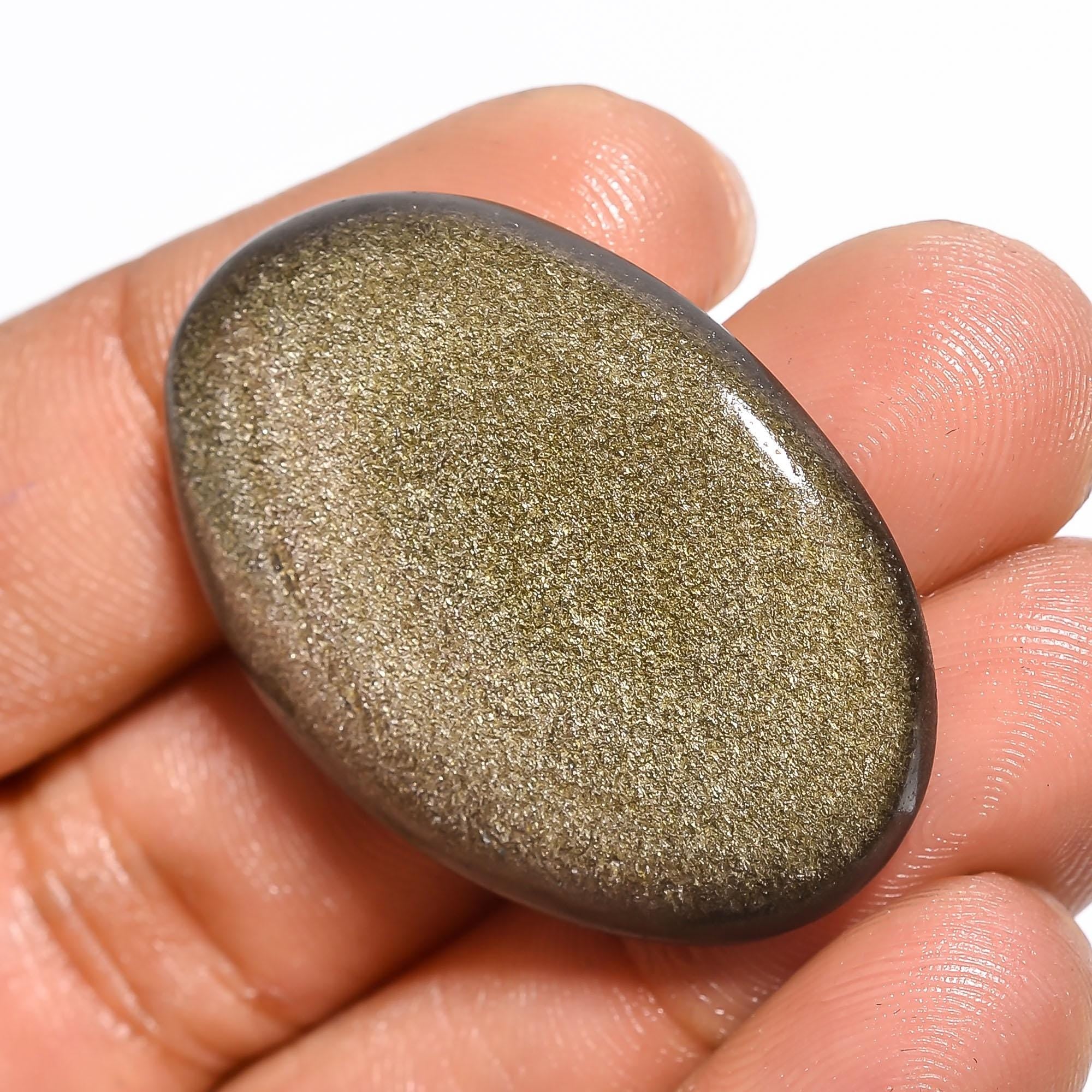 Golden Sheen Obsidian Gemstone, Natural Golden Obsidian Cabochon, Loose Healing Gemstone Crystal For Jewelry Making Supp - image 6