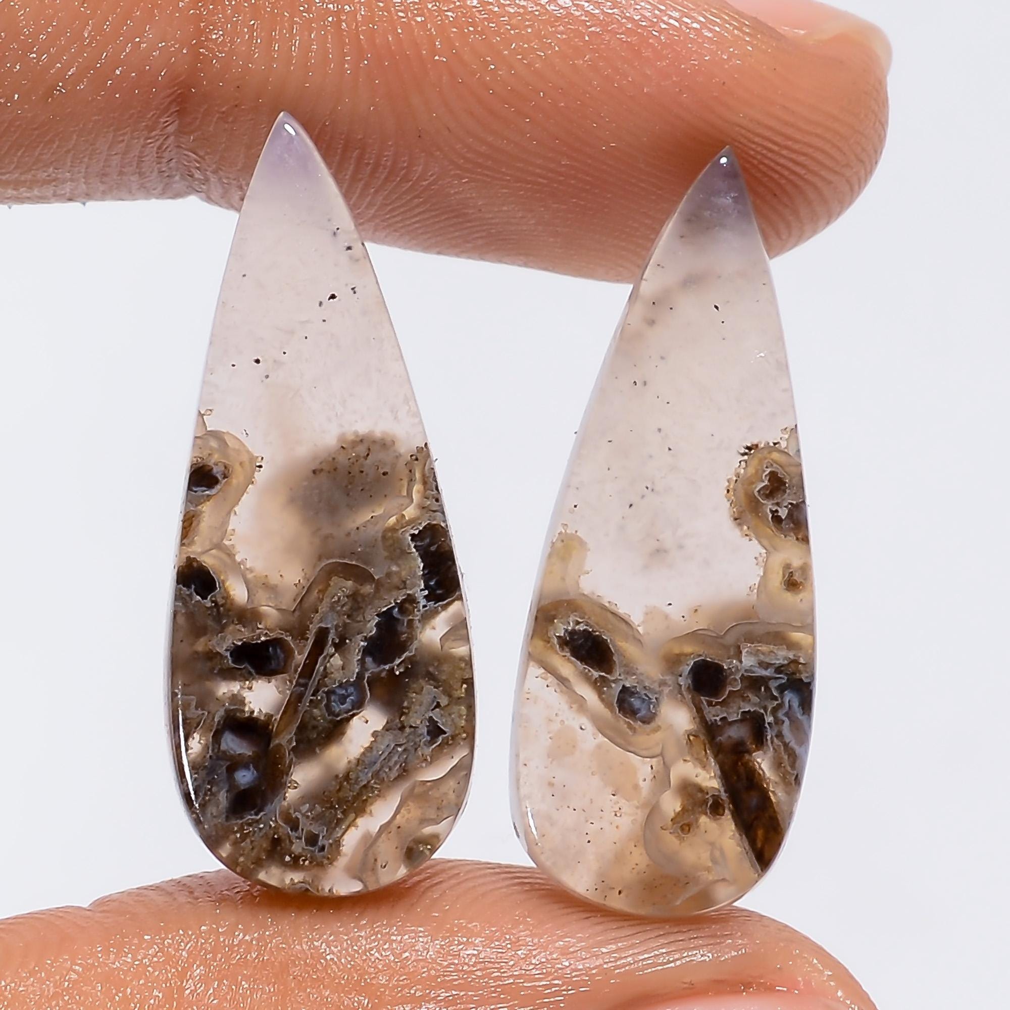 Natural Turkish Stick Agate Gemstone Pair, AAA Quality, Earring Jewelry Making