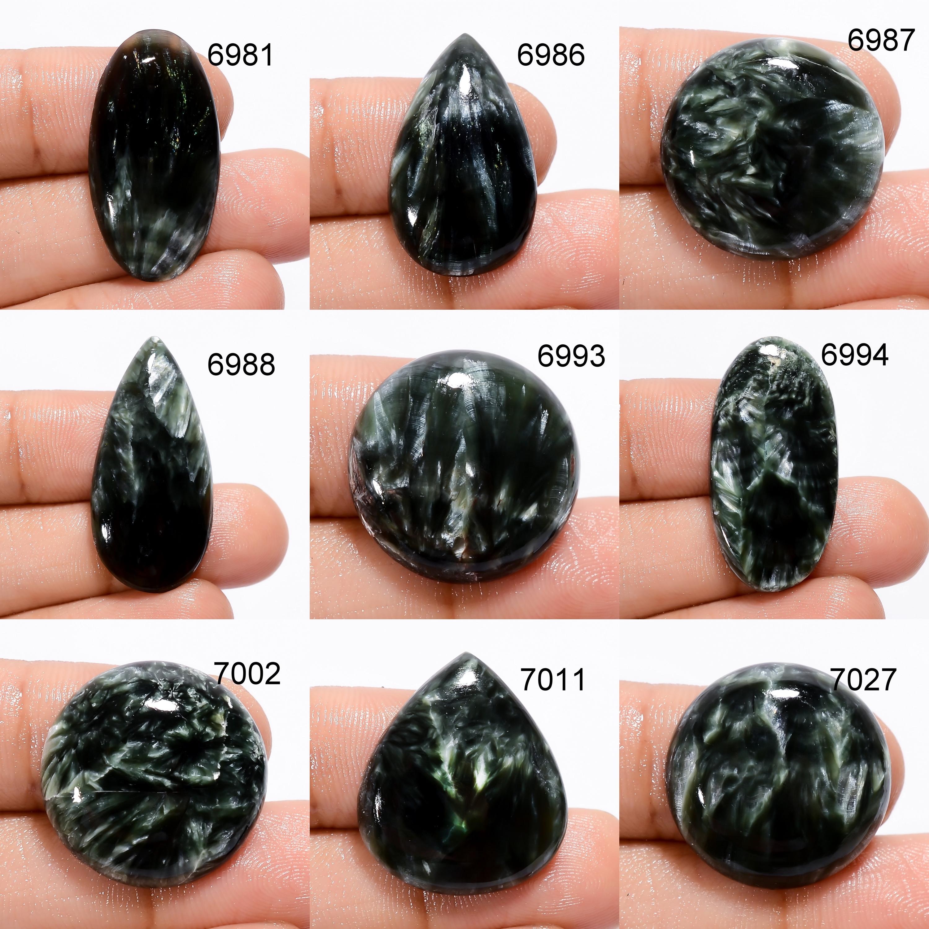 AAA Green Seraphinite Cabochon, Natural Gemstone for Jewelry - image 8