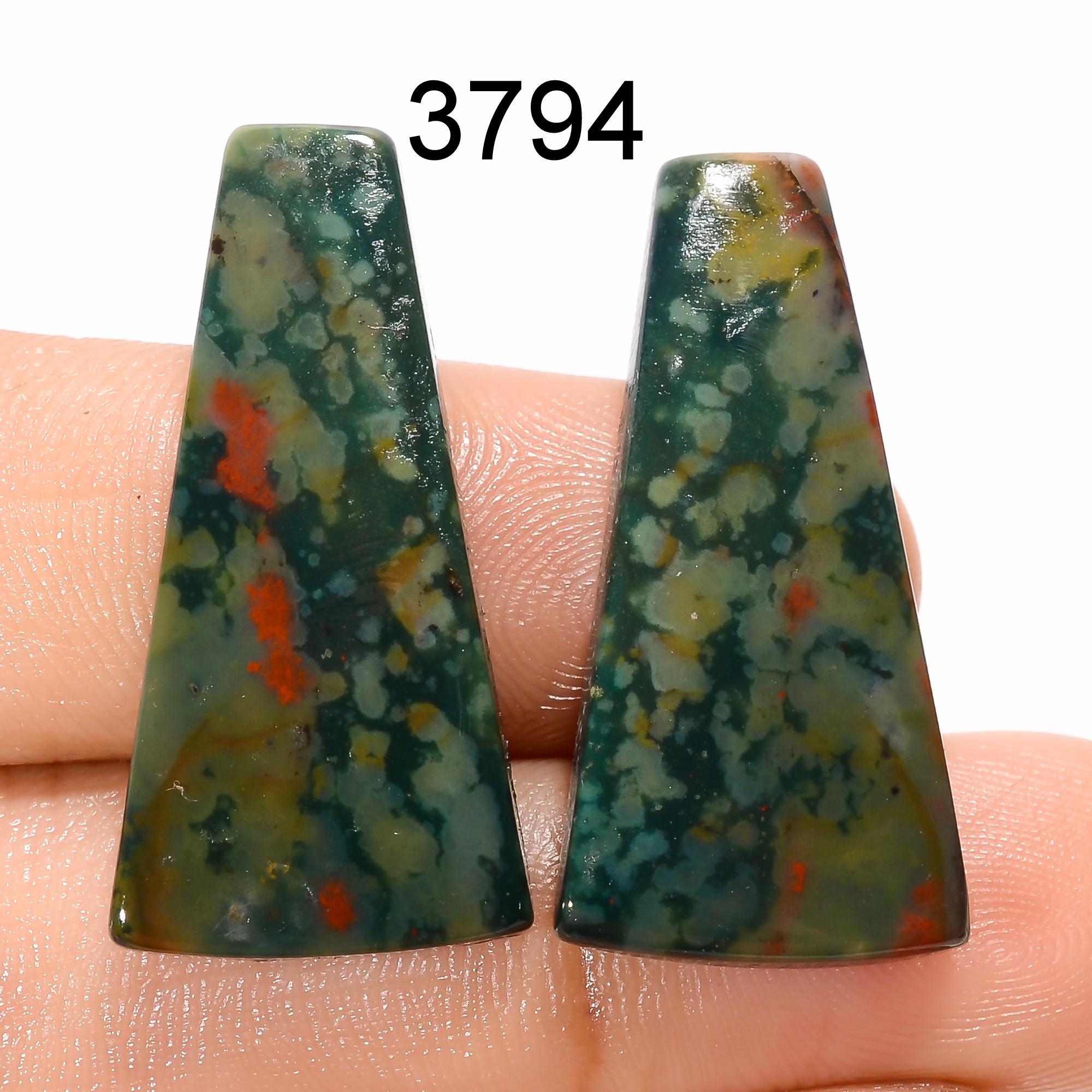 AAA Bloodstone Gemstone Pair, Mix Shape Cabochons, Loose Stone - image 8