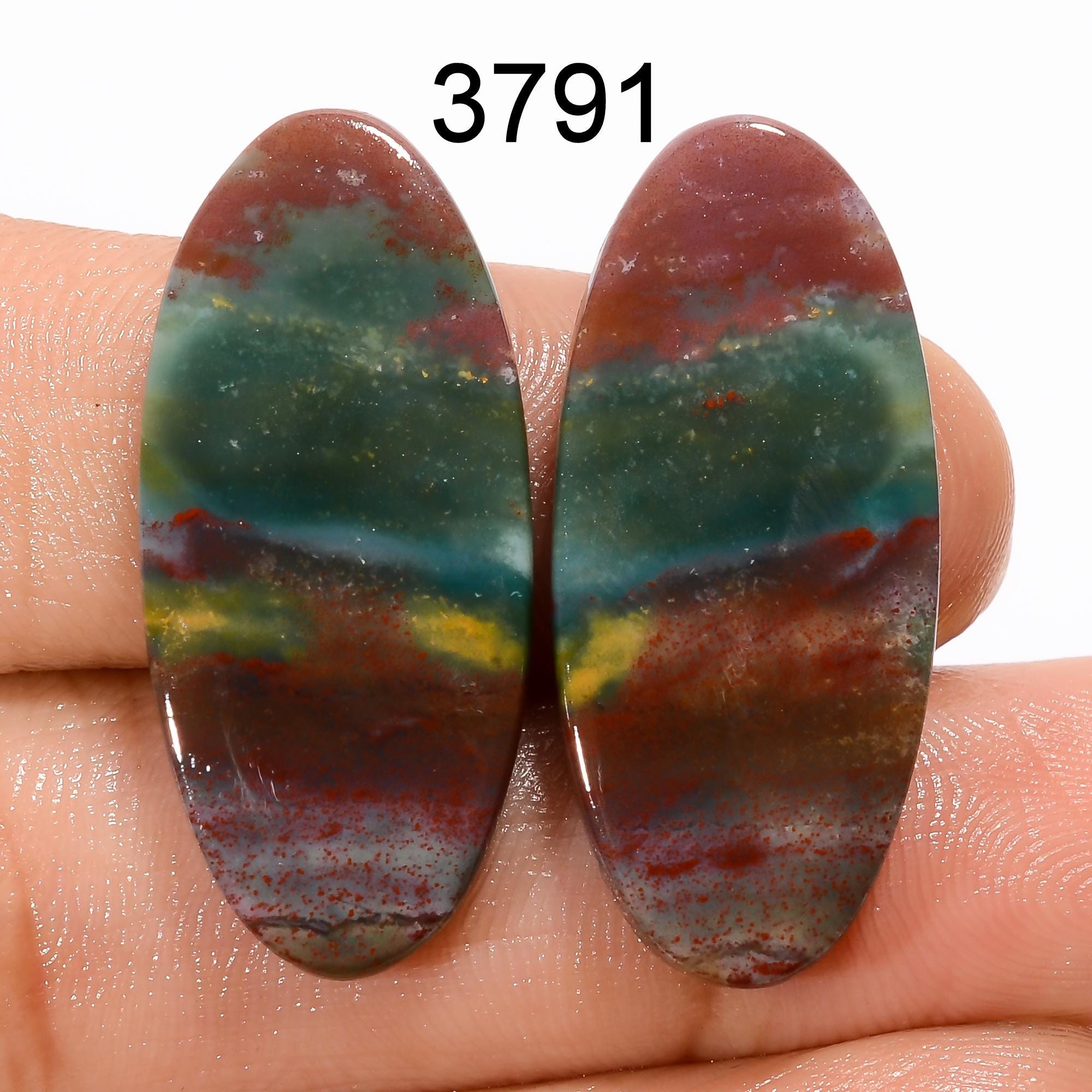 AAA Bloodstone Gemstone Pair, Mix Shape Cabochons, Loose Stone - image 6