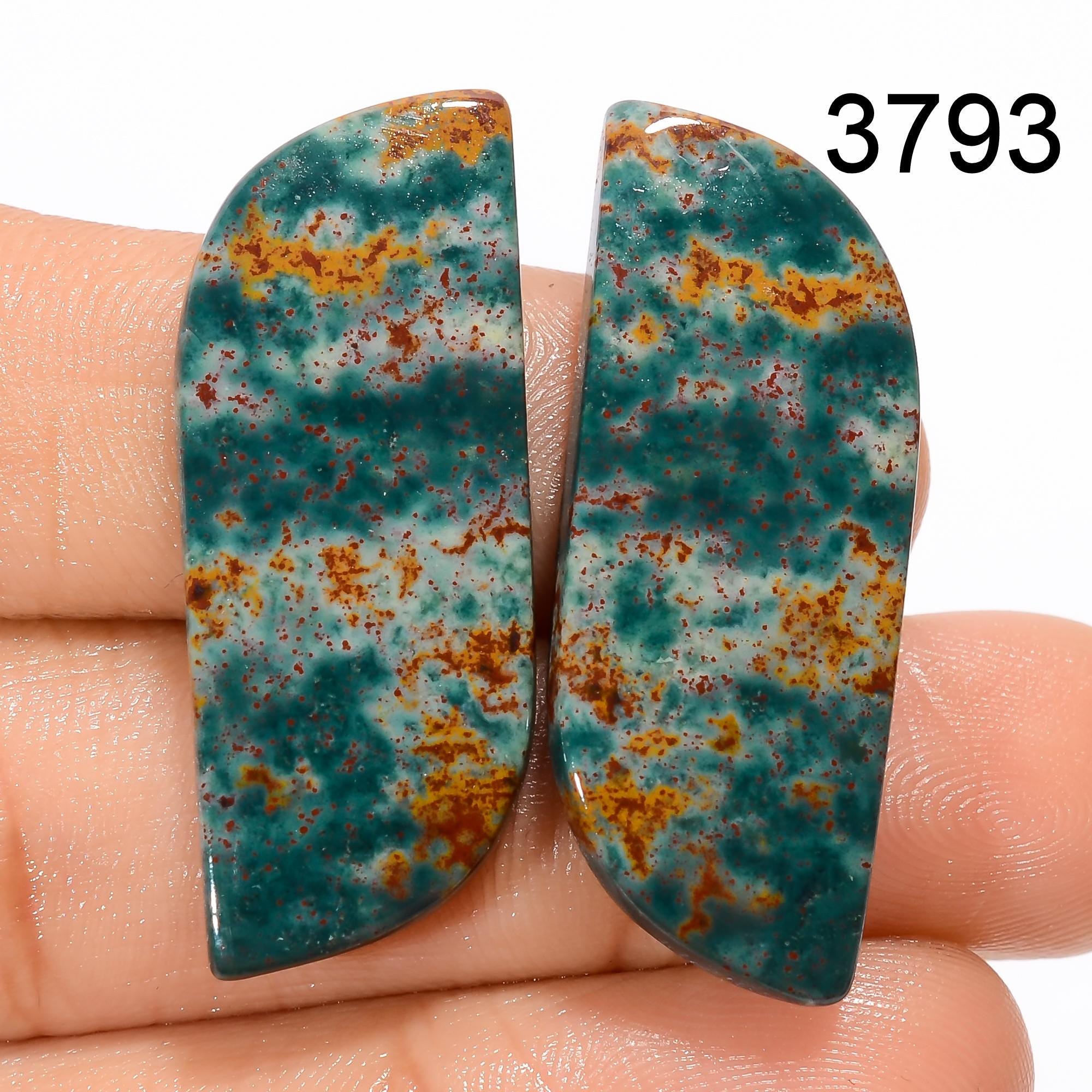 AAA Bloodstone Gemstone Pair, Mix Shape Cabochons, Loose Stone - image 7
