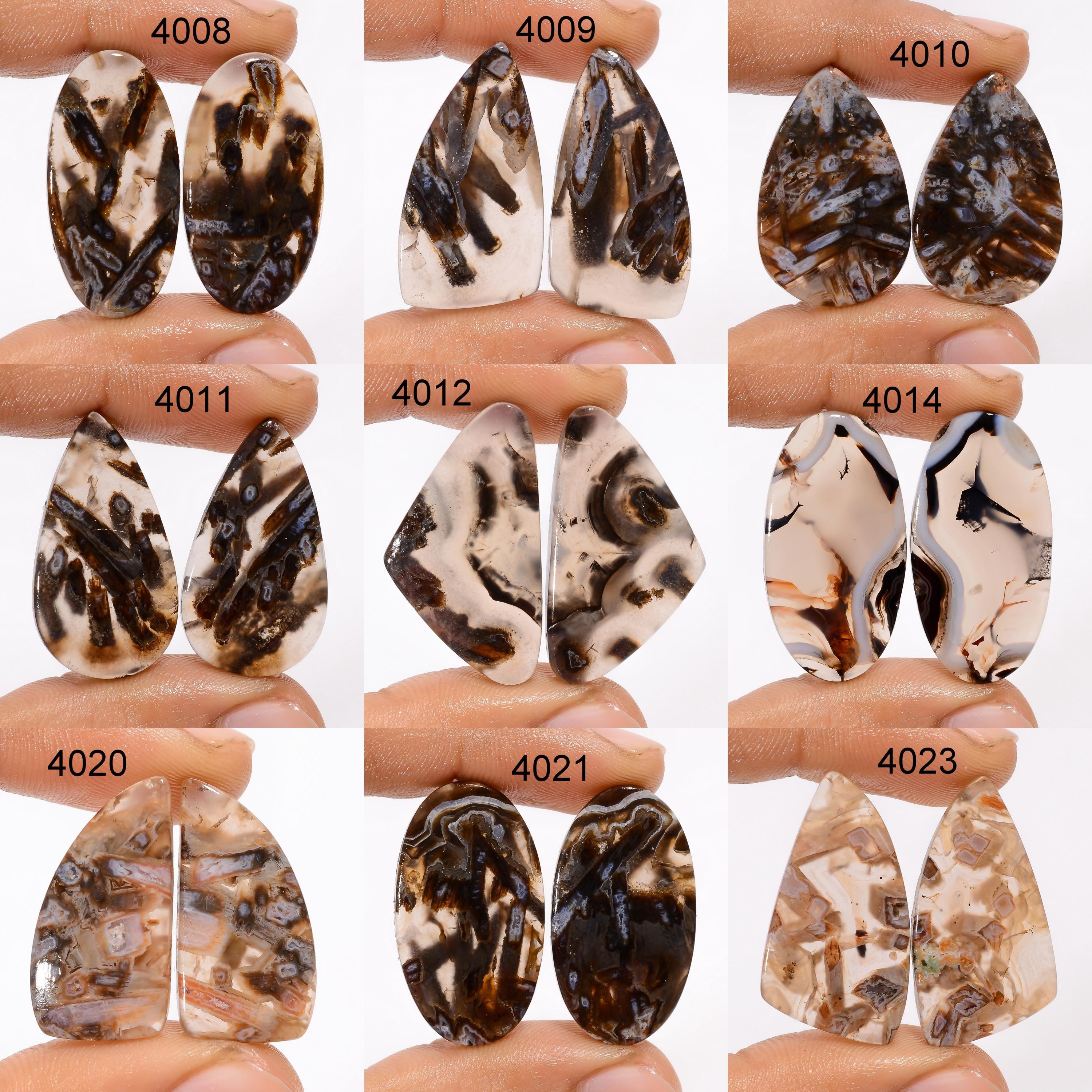 Turkish Stick Agate Cabochon Pair, AAA Quality Gemstone, 30x17x3 mm - image 2