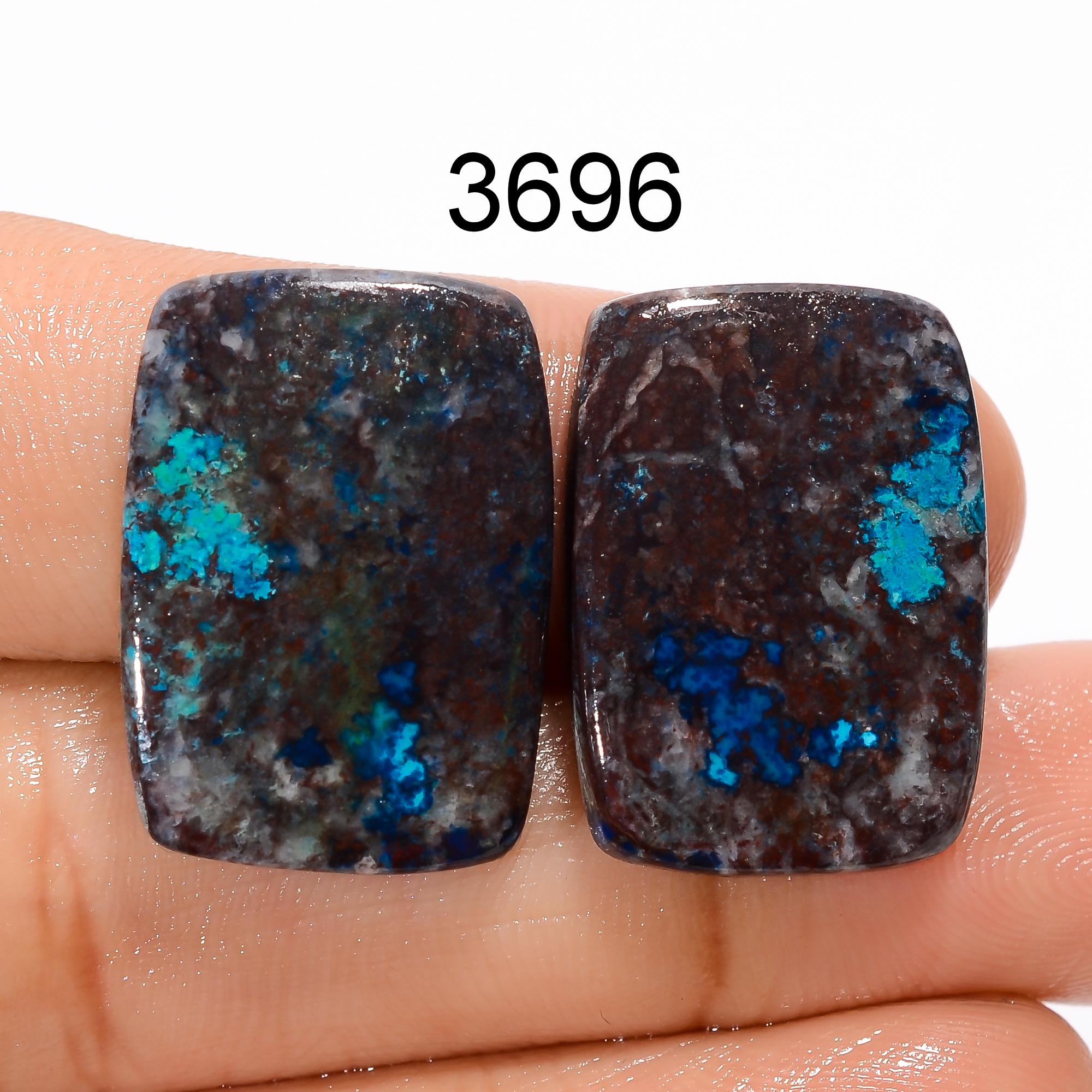 Natural Shattuckite Gemstone Pair: Matched Cabochons for Earring Making