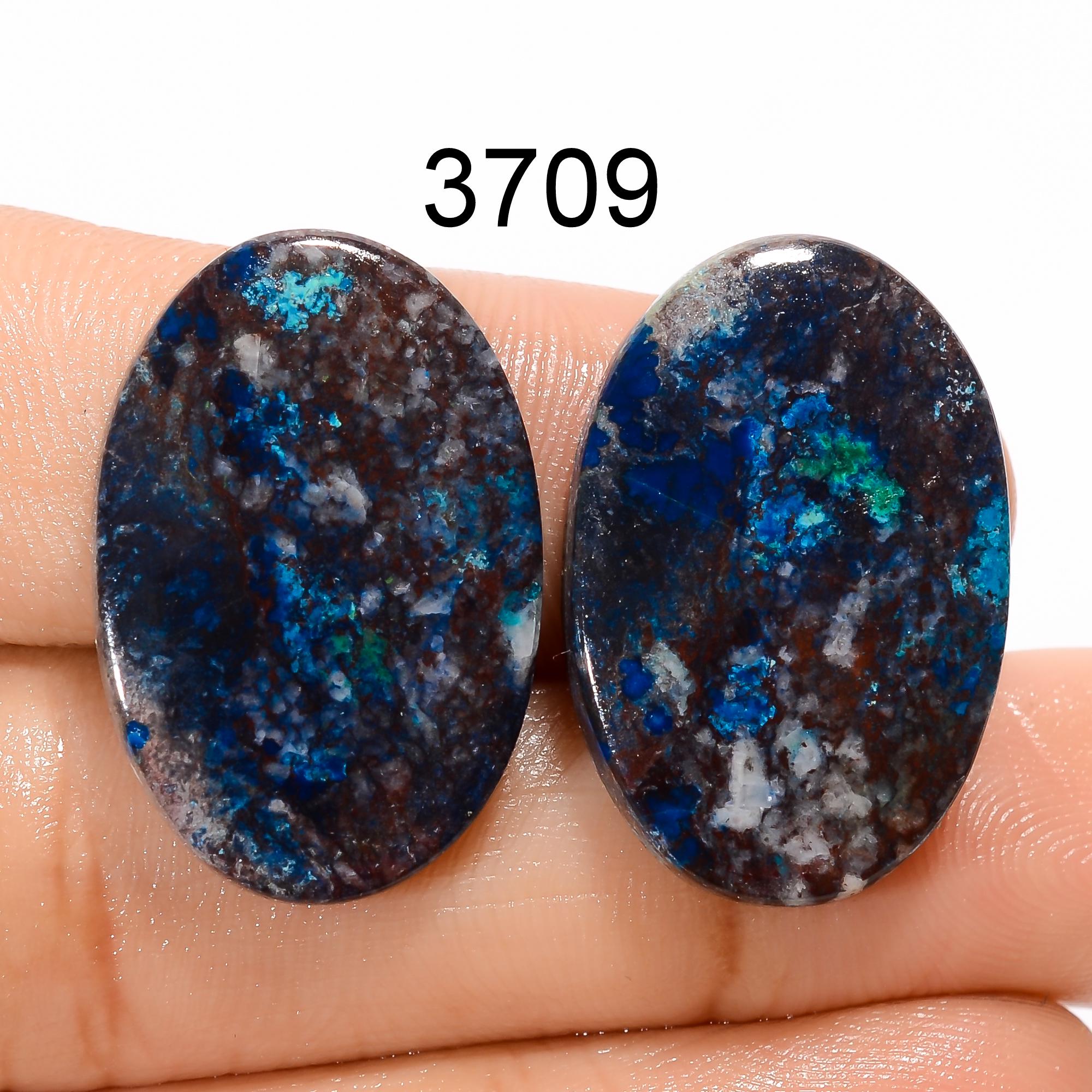 Natural Shattuckite Gemstone Pair: Matched Cabochons for Earring Making - image 5