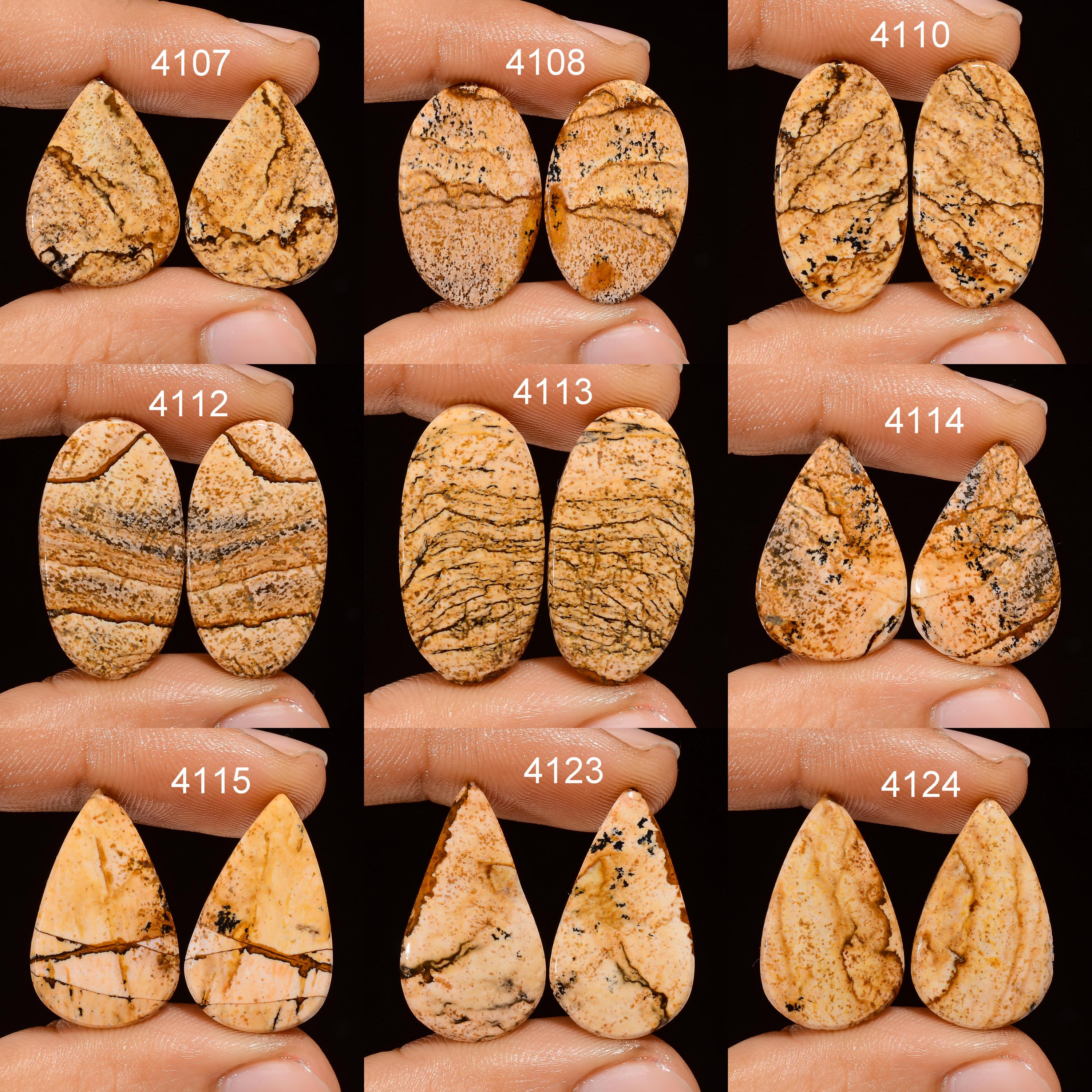 AAA Quality Natural Picture Jasper Loose Gemstone Pair for Designer Earrings Jewelry Making Christmas Gift - image 2