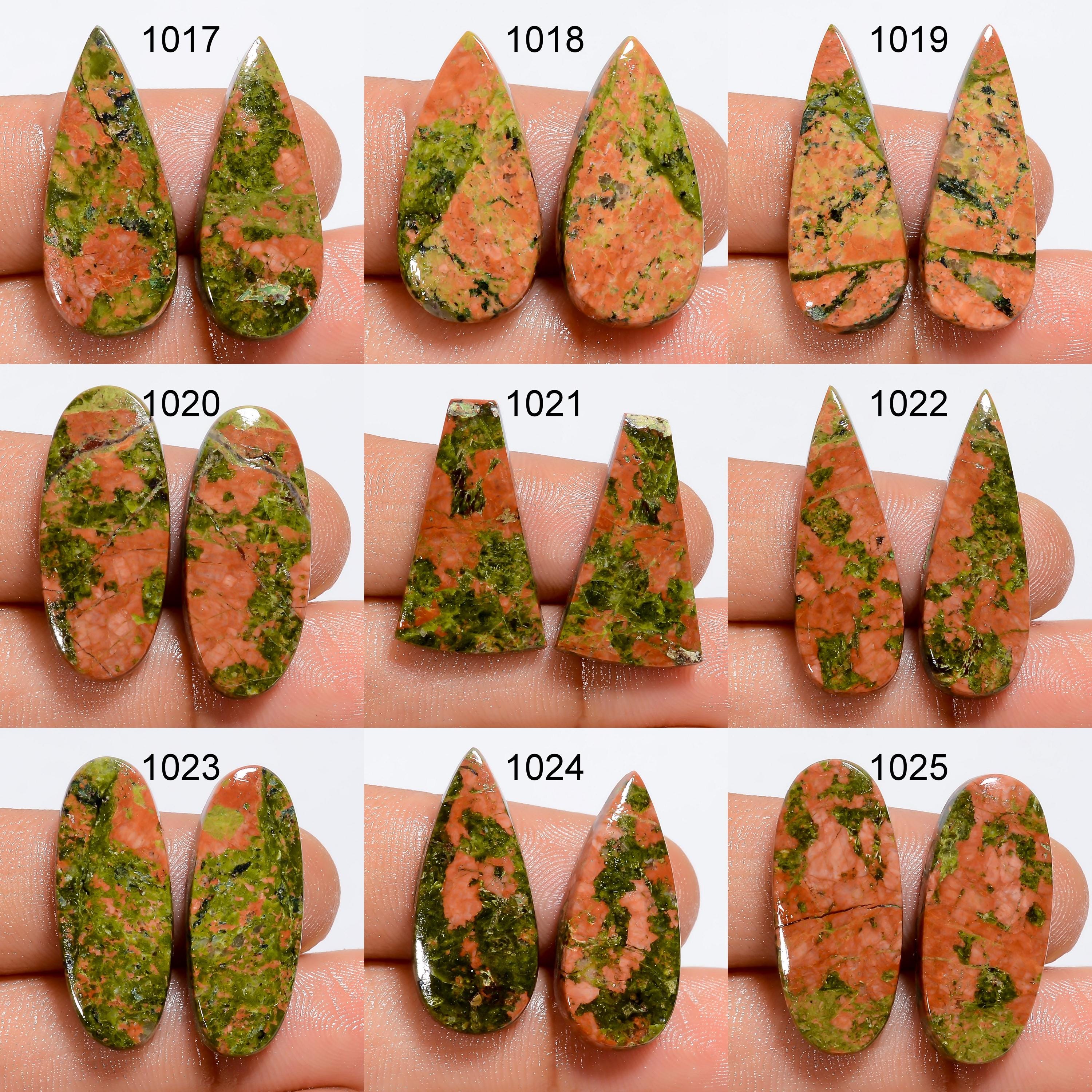 AAA Top Quality Natural Unakite Pair Pear Shape Matched Cabochons for Handmade Earring Designs - image 2