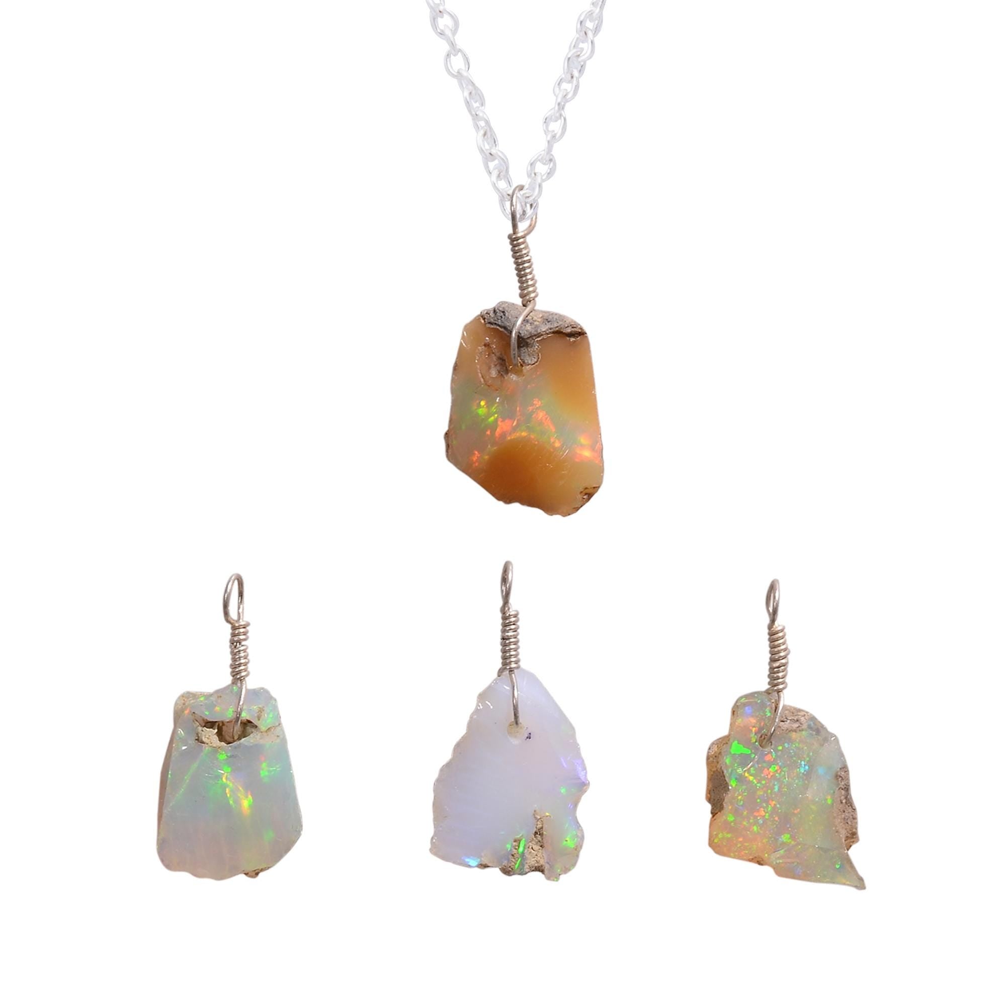 Fire Play Raw Opal Pendant in rough structure