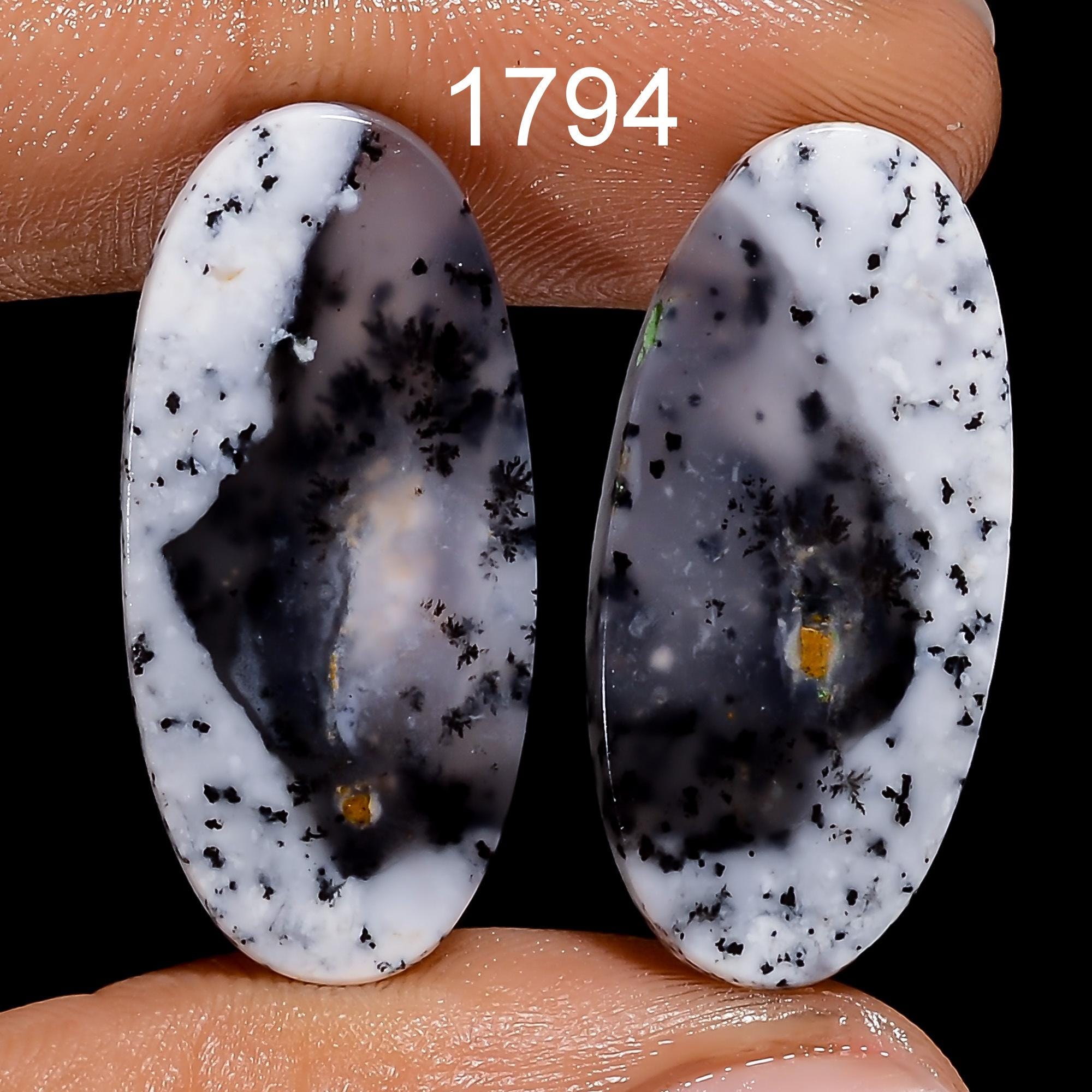 Natural Dendrite Opal Gemstone Matched Pair, Jewelry Making - image 5