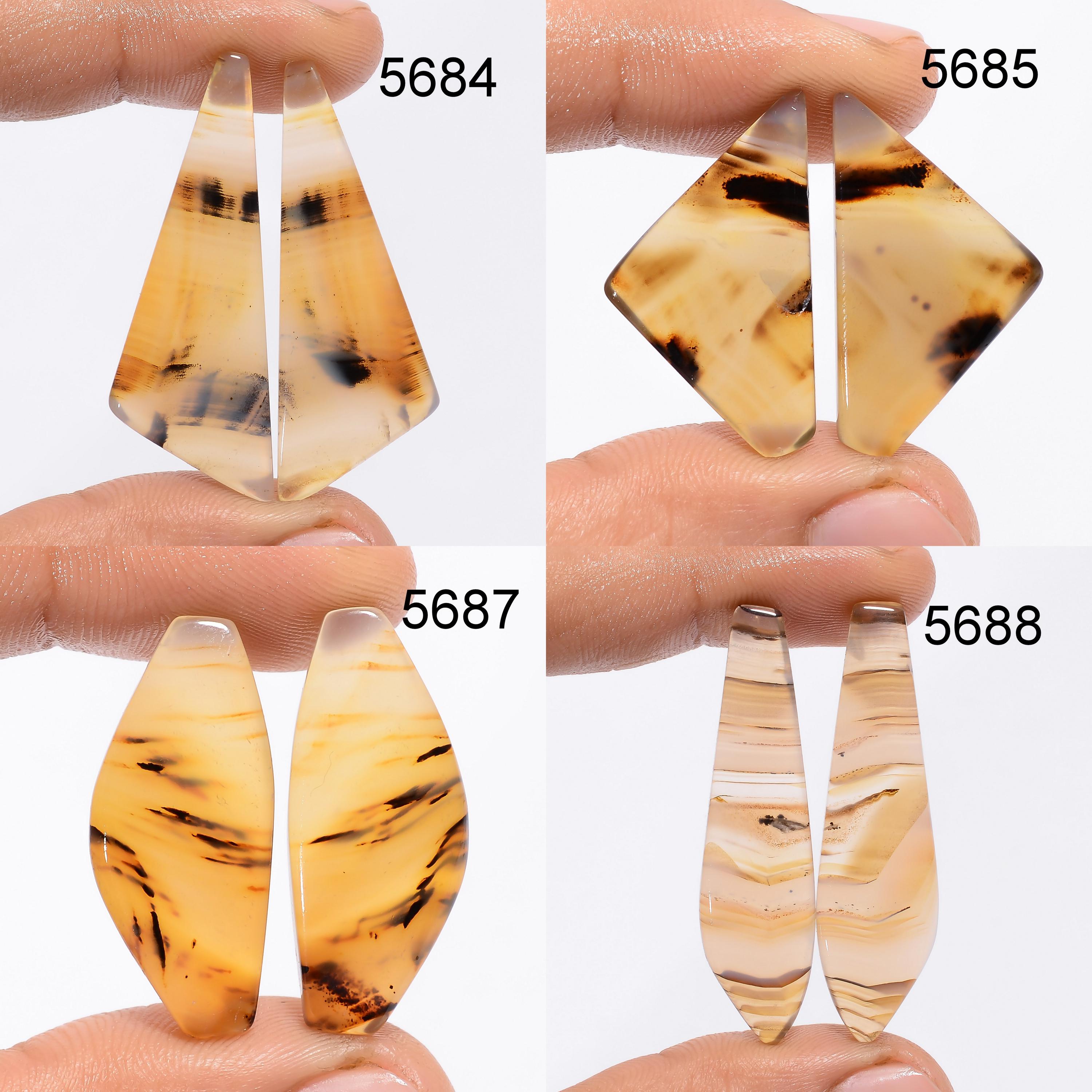 Montana Agate Pair Gemstone, Multi Color Montana Agate Pair Cabochon, Natural Designer Gemstone Matched Earring Pair For - image 3
