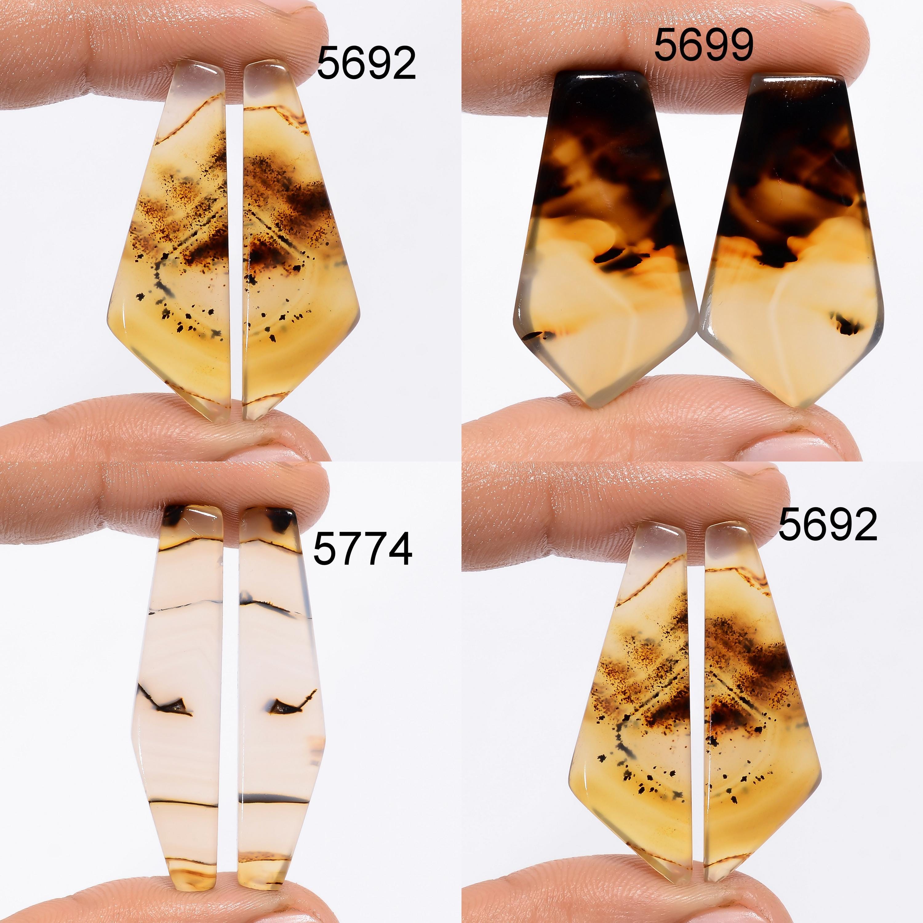 Montana Agate Pair Gemstone, Multi Color Montana Agate Pair Cabochon, Natural Designer Gemstone Matched Earring Pair For - image 4