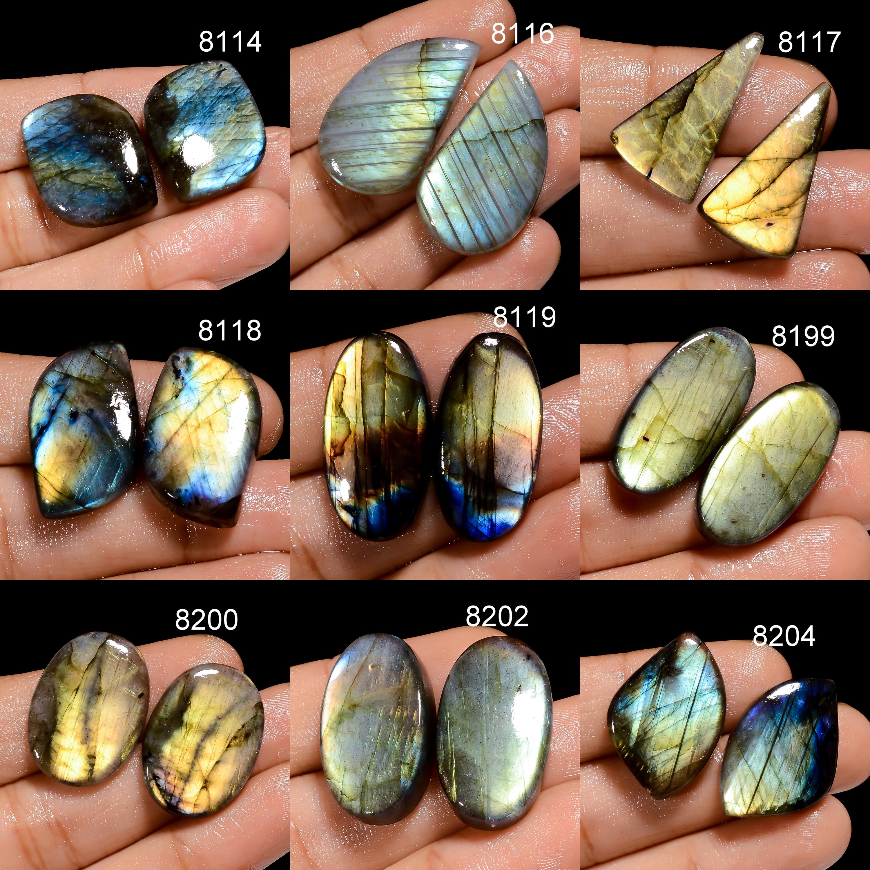 AAA Labradorite Cabochon Pair Natural Loose Mix Shape Gemstone For earrong Jewelry Makeing. - image 2