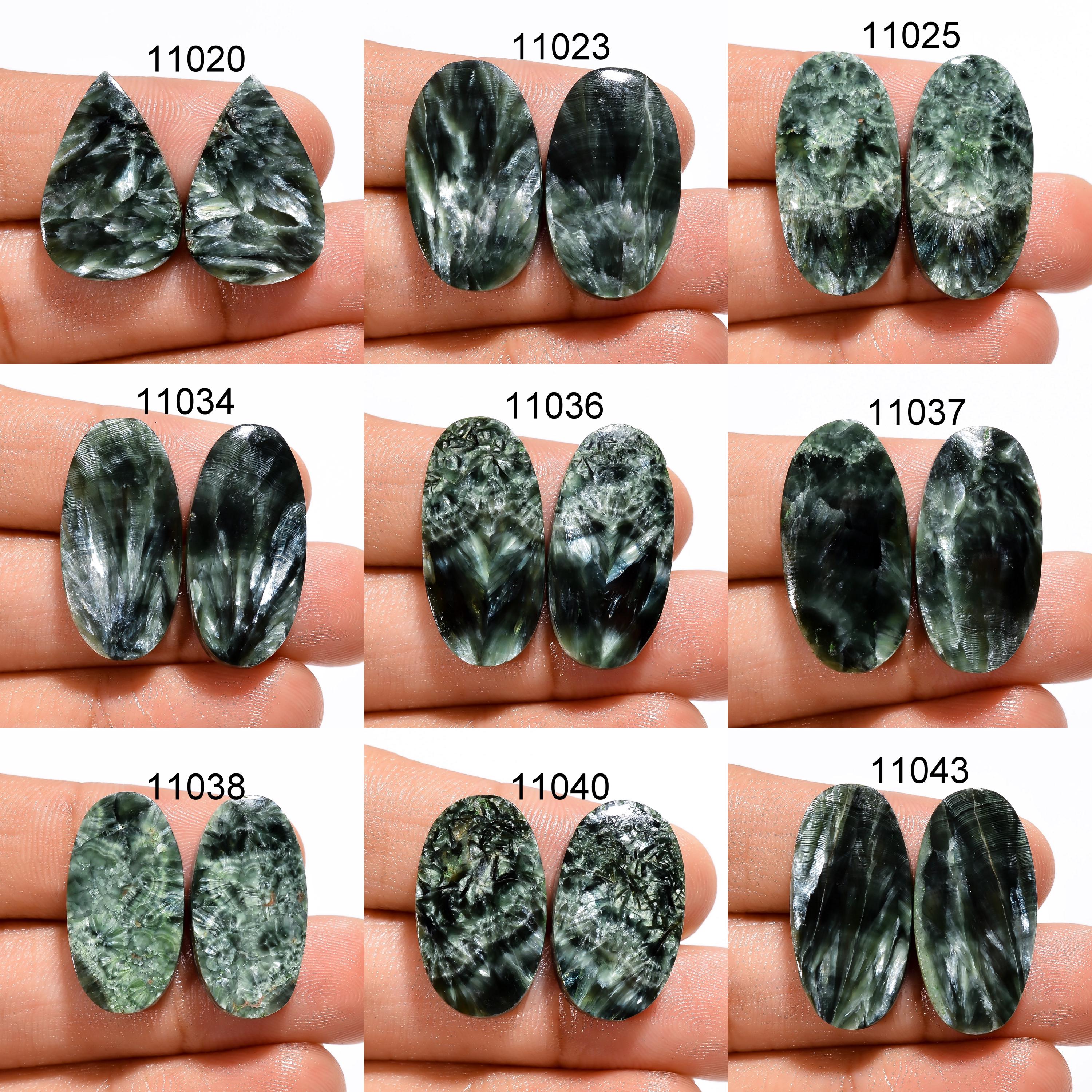 Seraphinite Pair Gemstone, Loose Gemstone Pair For Jewelry Making Supply, Matched Earring Designer Pair, Gift For Her, C - image 2