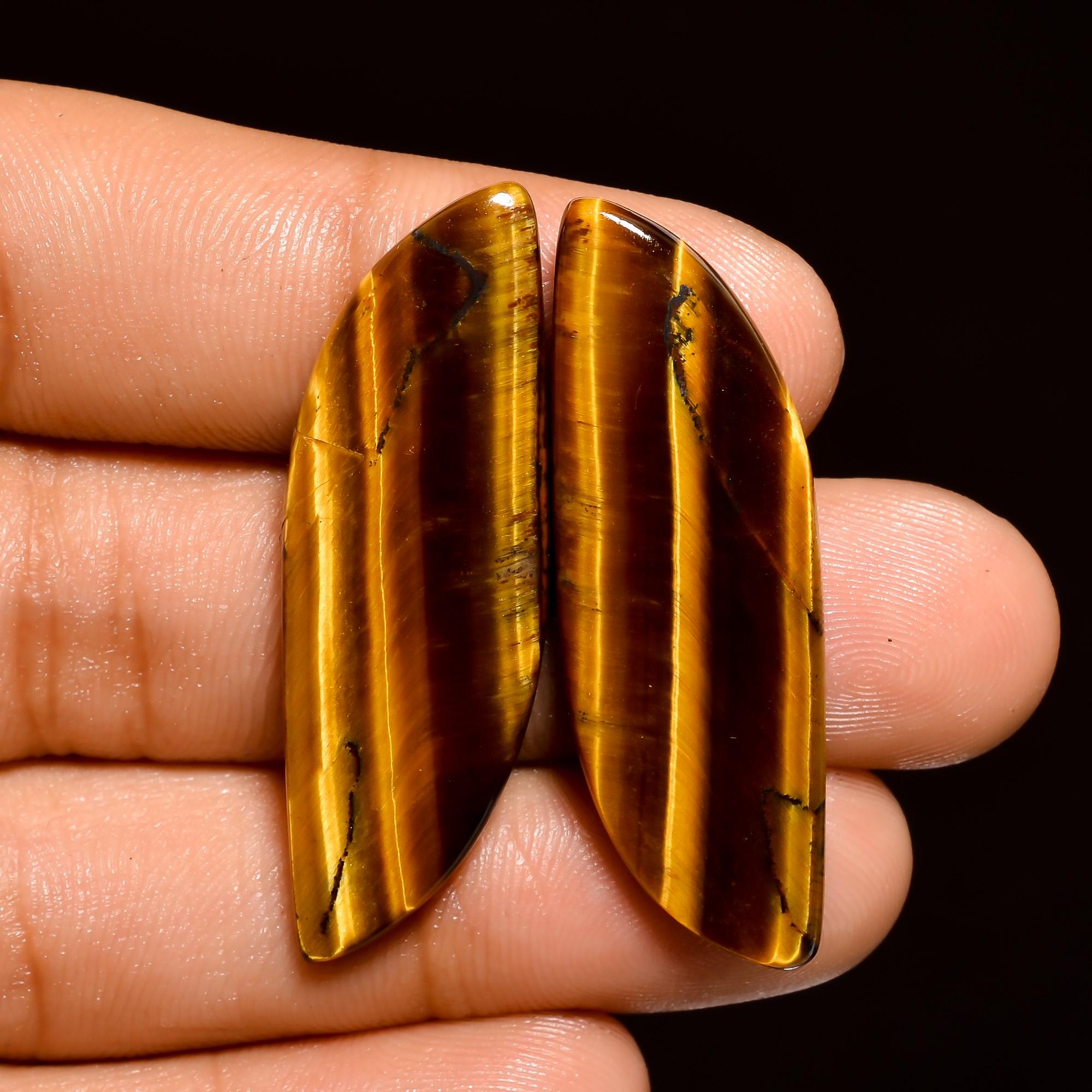 Yellow Tiger Eye Pair Gemstone Cabochon, Mix Shape Natural Yellow Tiger Eye Cabochon, Gorgeous Tiger Eye Gemstone For Ea - image 3