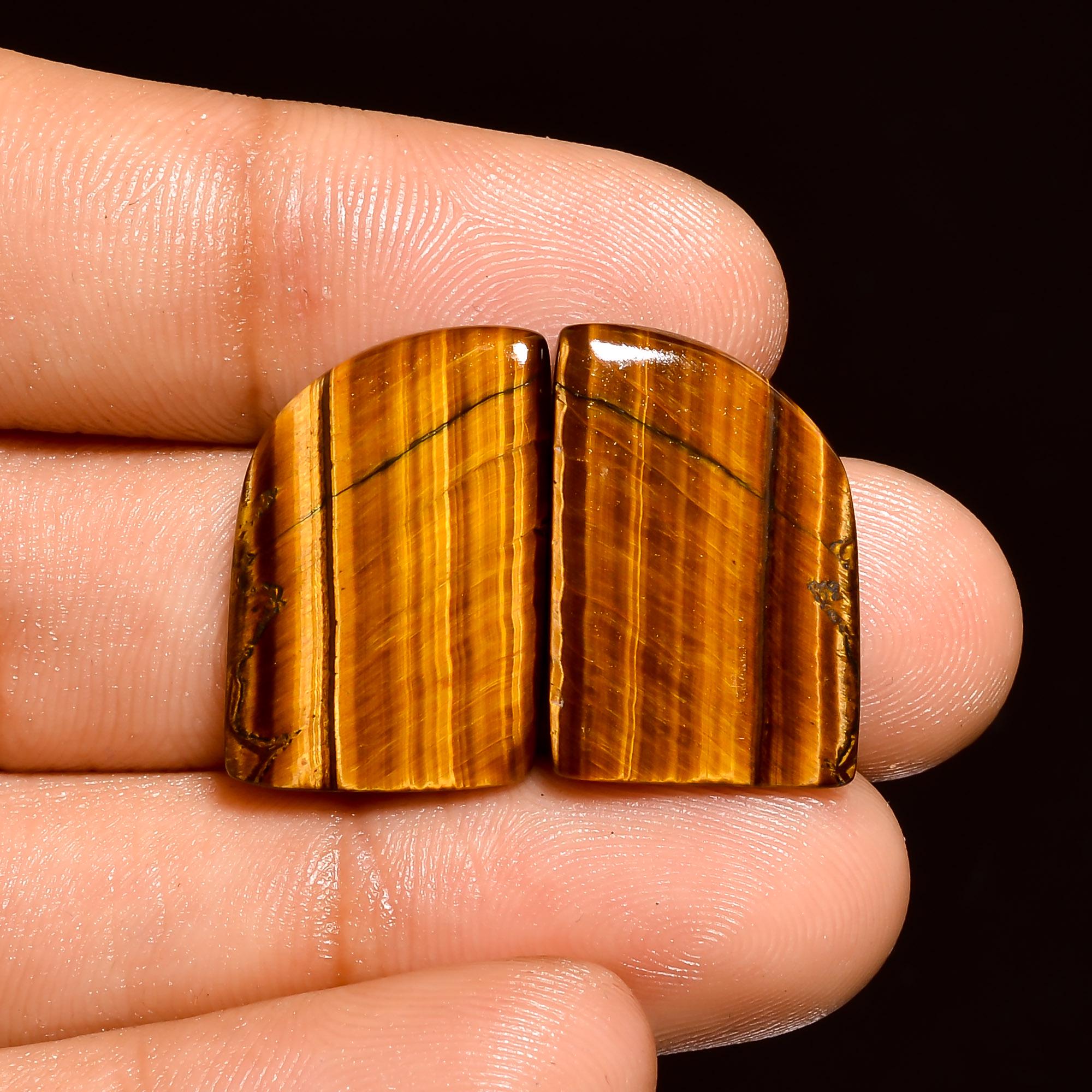 Yellow Tiger Eye Pair Gemstone Cabochon, Mix Shape Natural Yellow Tiger Eye Cabochon, Gorgeous Tiger Eye Gemstone For Ea - image 2
