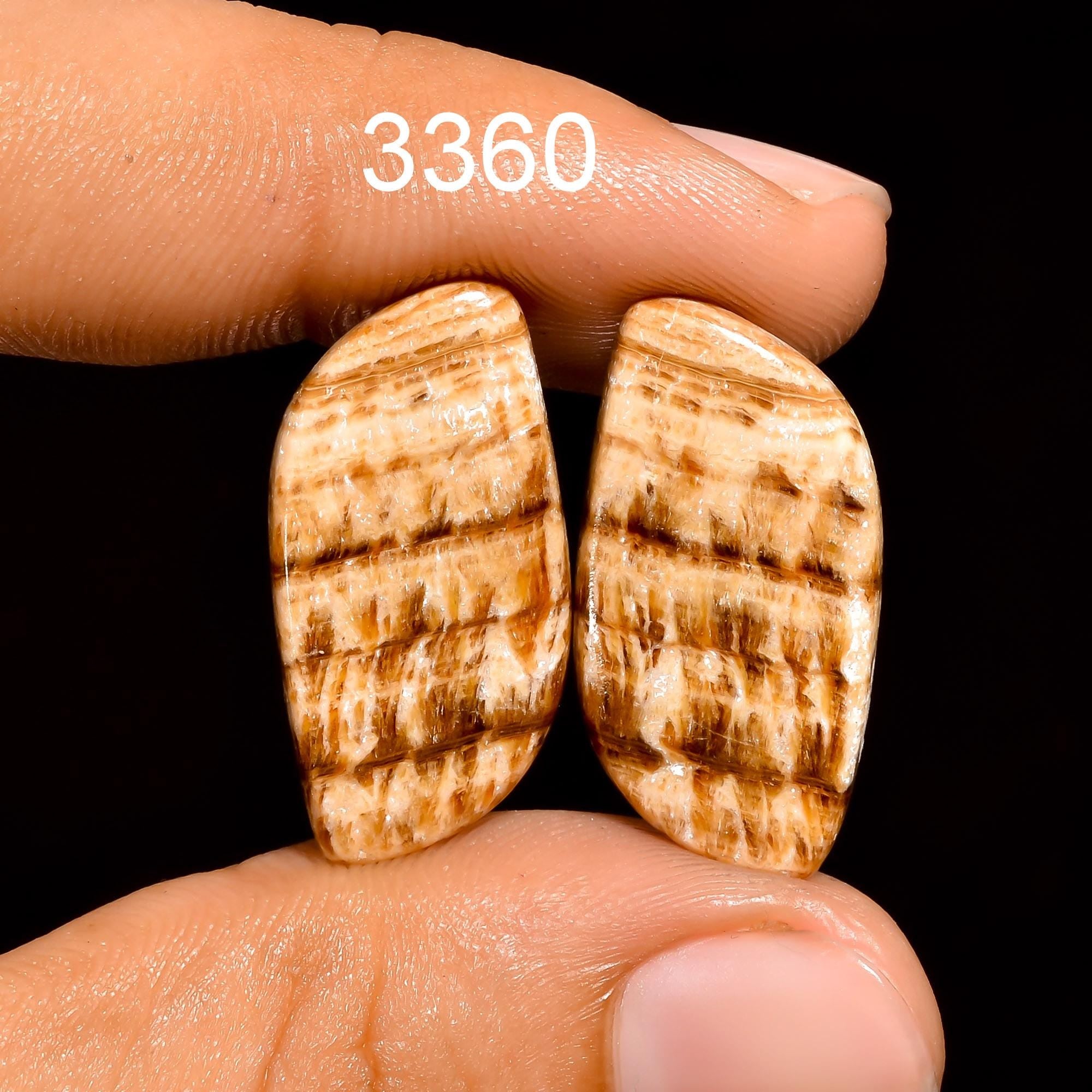 Candy Aragonite Gemstone Cabochon Pair: Matched Earring Jewelry Supply - image 5