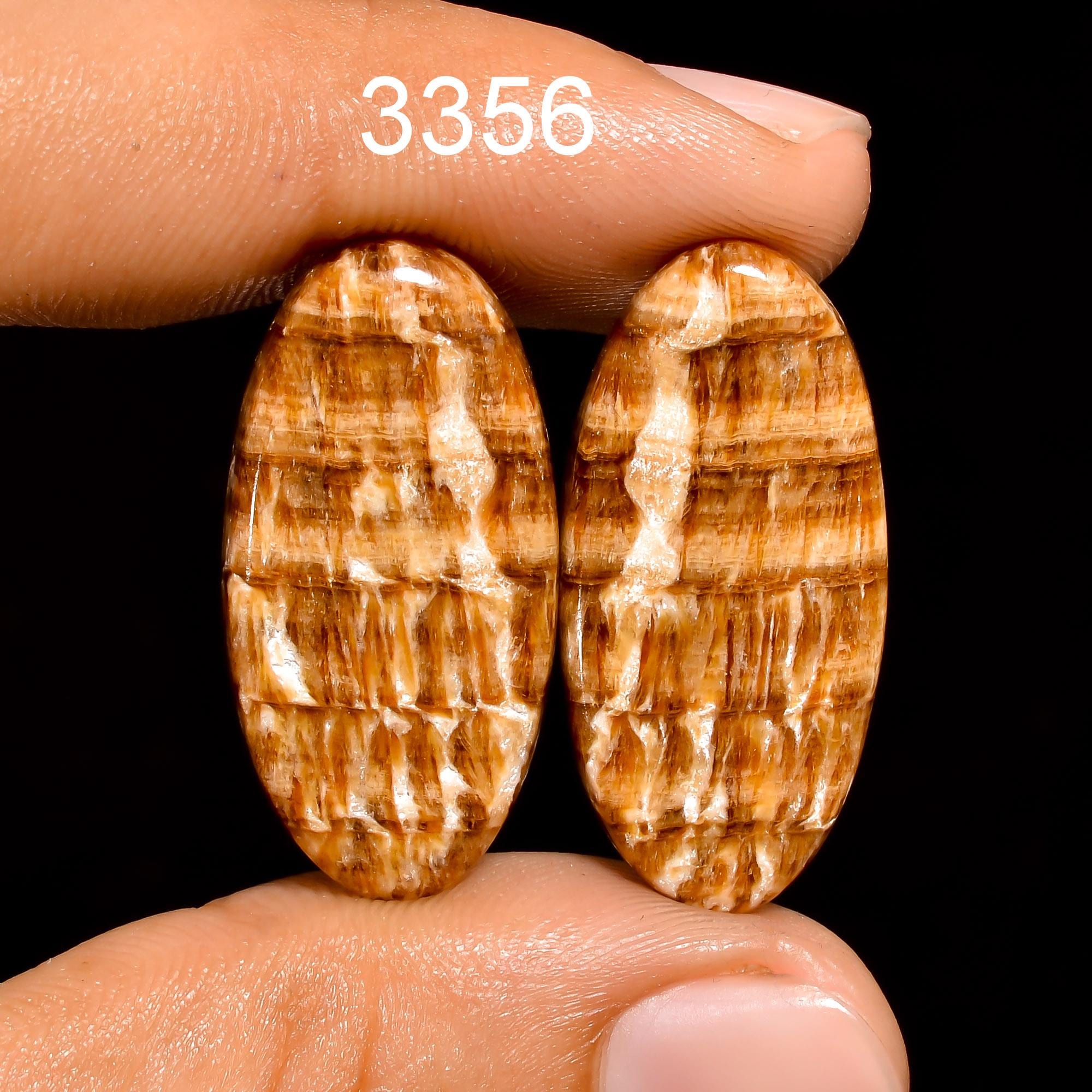 Candy Aragonite Gemstone Cabochon Pair: Matched Earring Jewelry Supply - image 4