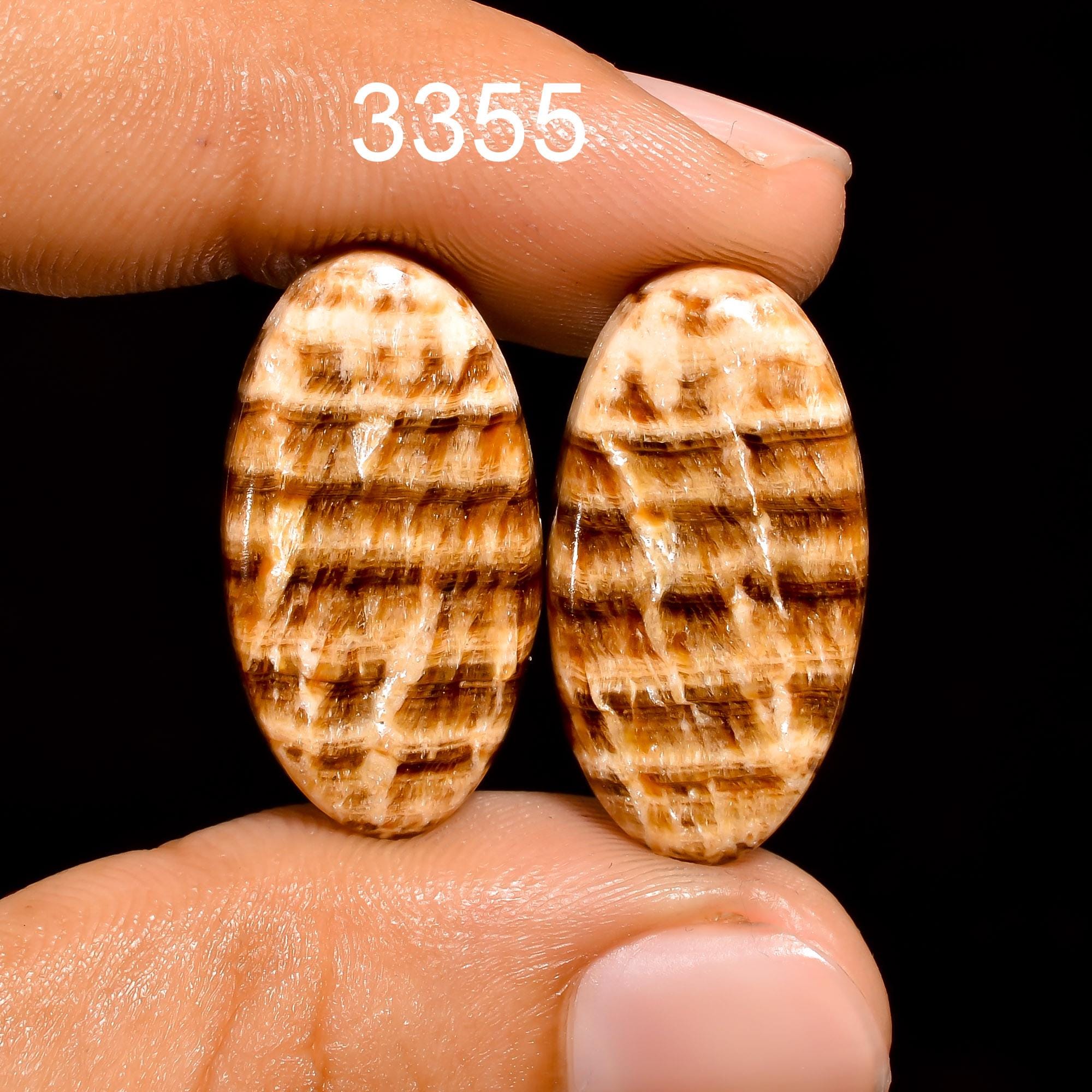 Candy Aragonite Gemstone Cabochon Pair: Matched Earring Jewelry Supply - image 3