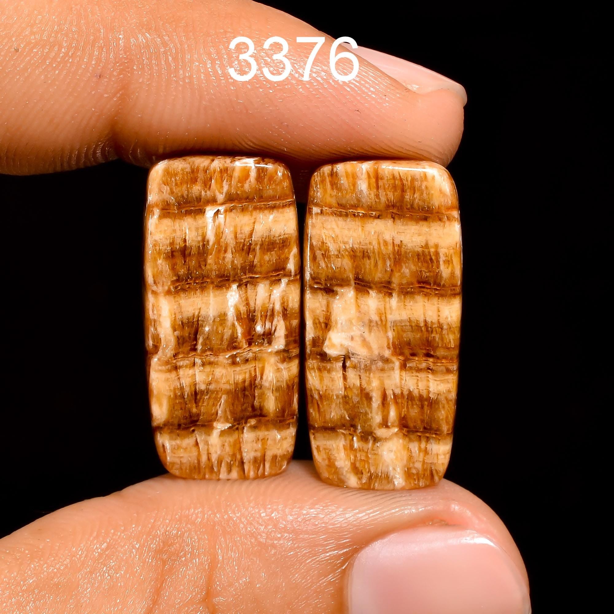 Candy Aragonite Gemstone Cabochon Pair: Matched Earring Jewelry Supply - image 9