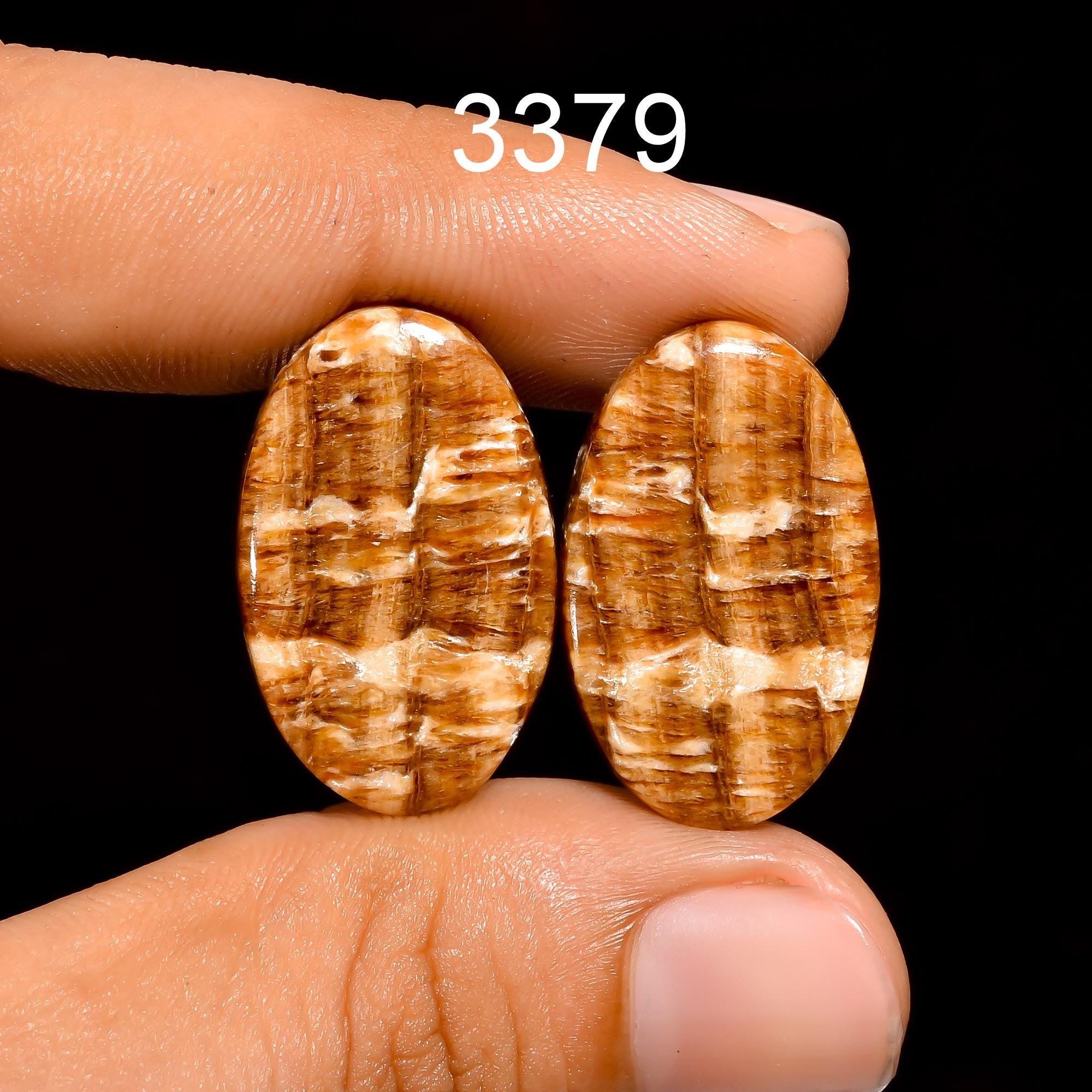 Candy Aragonite Gemstone Cabochon Pair: Matched Earring Jewelry Supply - image 10