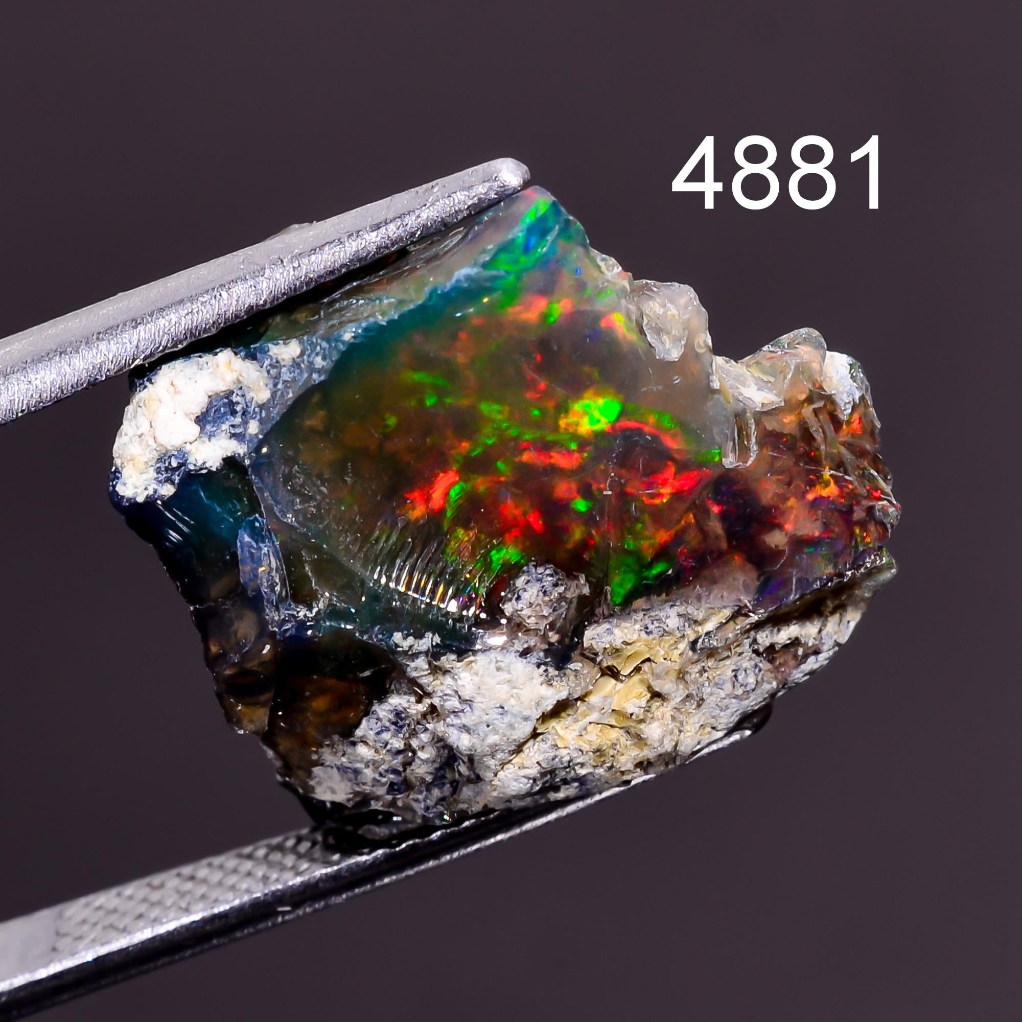 Ethiopian Black Opal Rough, Natural Fire Play Gemstone, Jewelry Making