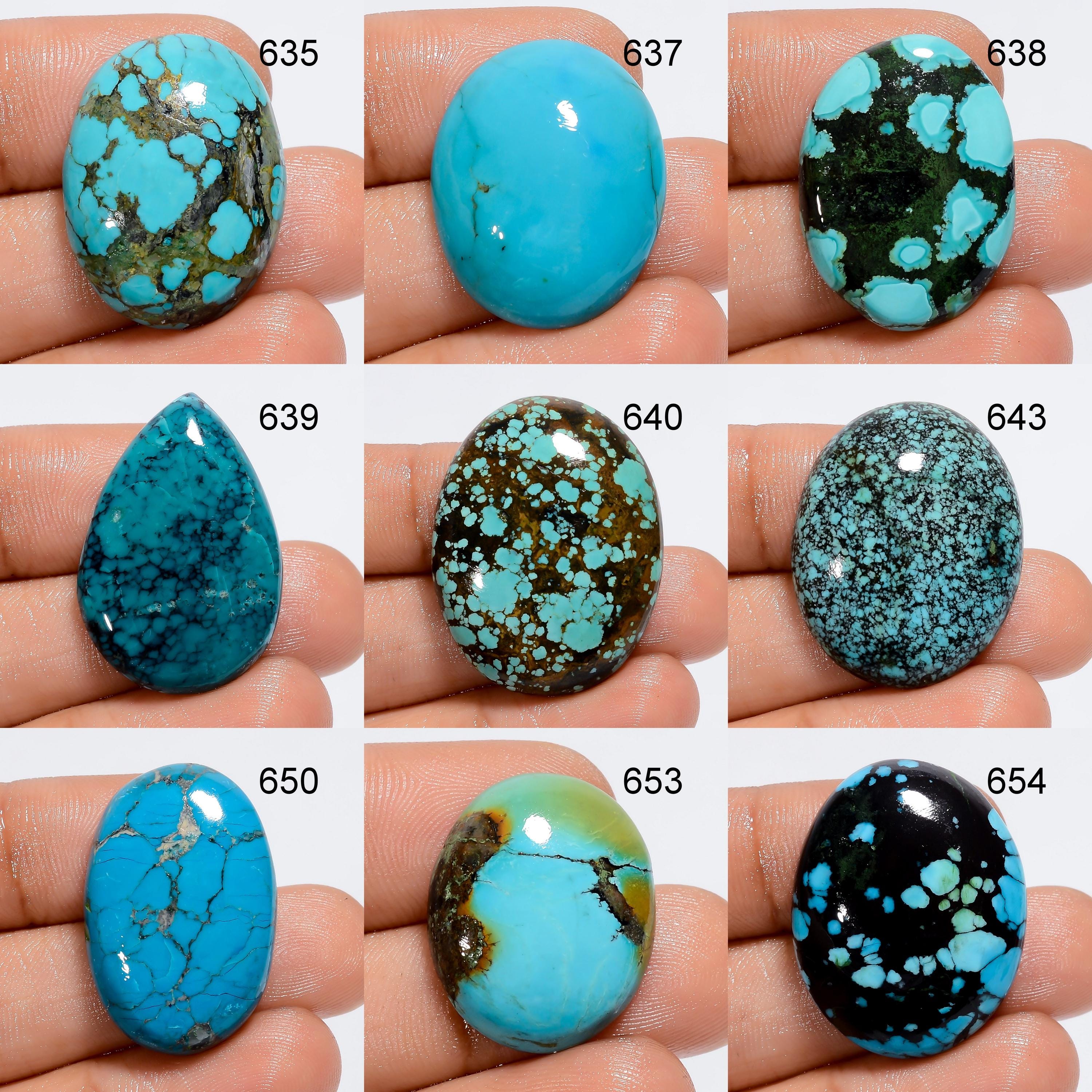 AAA Tibetan Turquoise Gemstone Cabochon, Pear Shape, 9 Cts - image 3