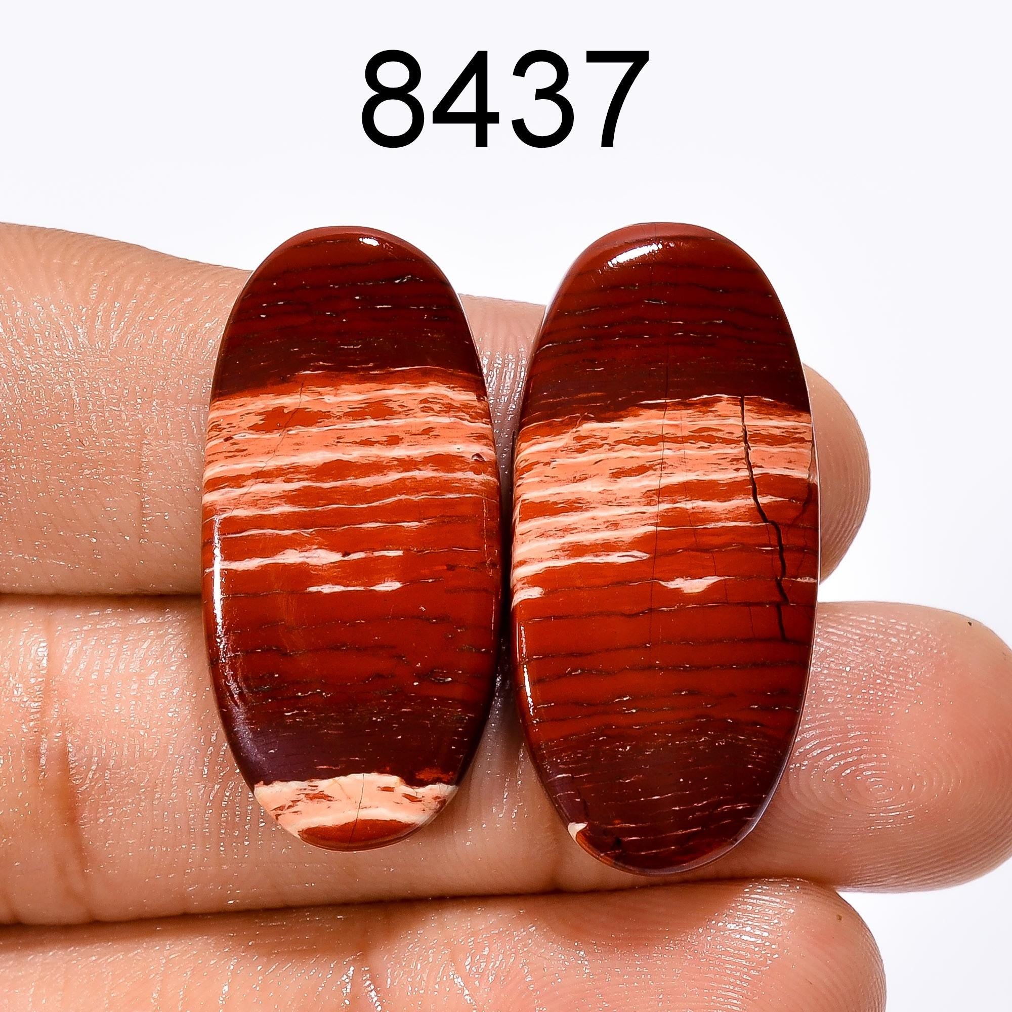 Snakeskin Jasper Cabochon Pair: Natural Gemstone for Jewelry Making (23X13X3 mm, 28.5 Cts - image 6
