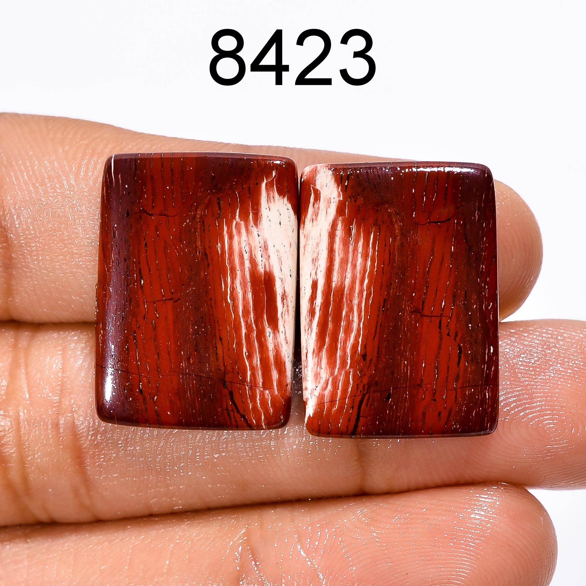 Snakeskin Jasper Cabochon Pair: Natural Gemstone for Jewelry Making (23X13X3 mm, 28.5 Cts - image 2