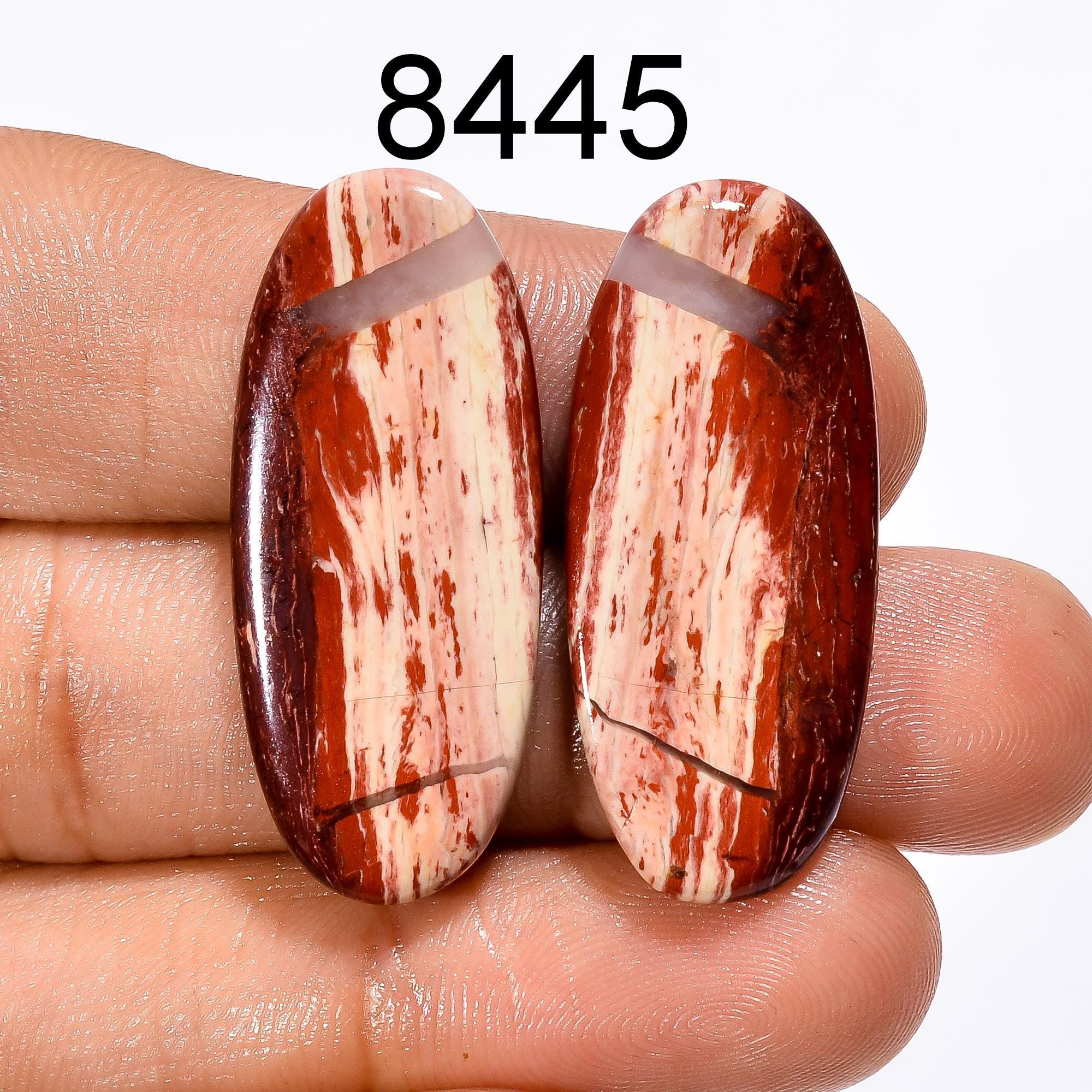 Snakeskin Jasper Cabochon Pair: Natural Gemstone for Jewelry Making (23X13X3 mm, 28.5 Cts - image 8