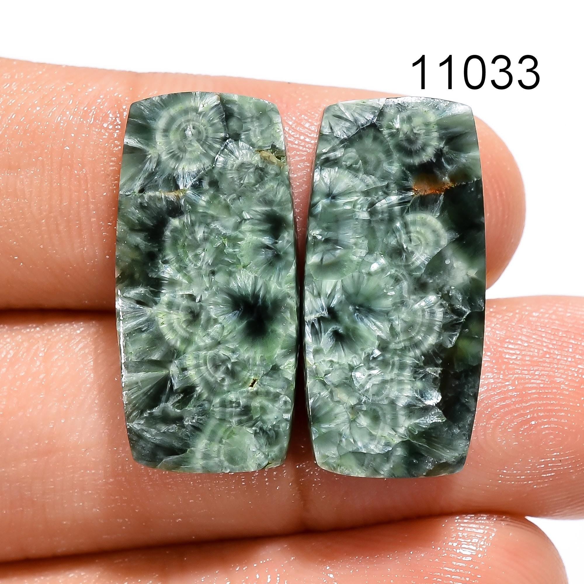 Seraphinite Pair Gemstone, Loose Gemstone Pair For Jewelry Making Supply, Matched Earring Designer Pair, Gift For Her, C - image 3