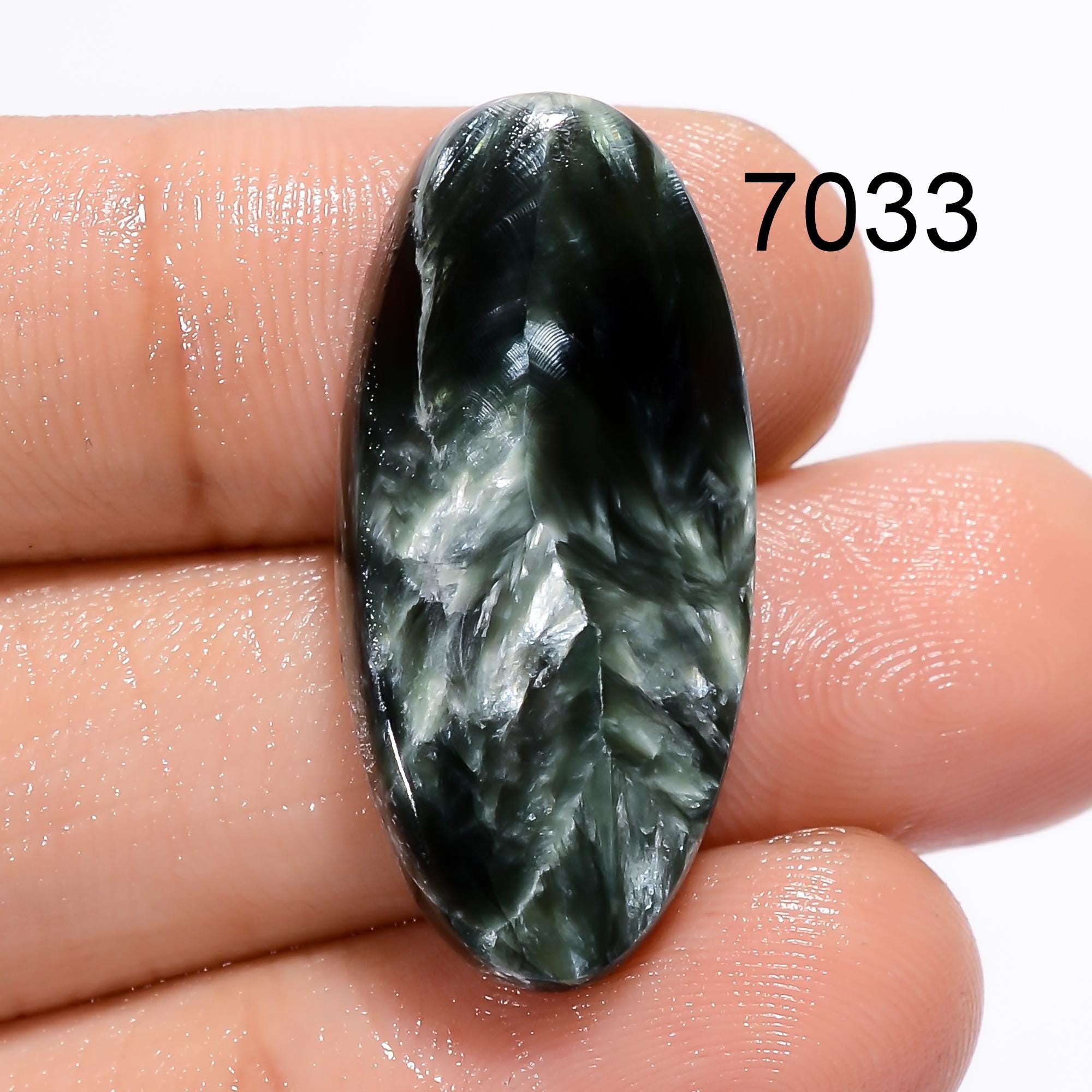 AAA Green Seraphinite Cabochon, Natural Gemstone for Jewelry - image 11