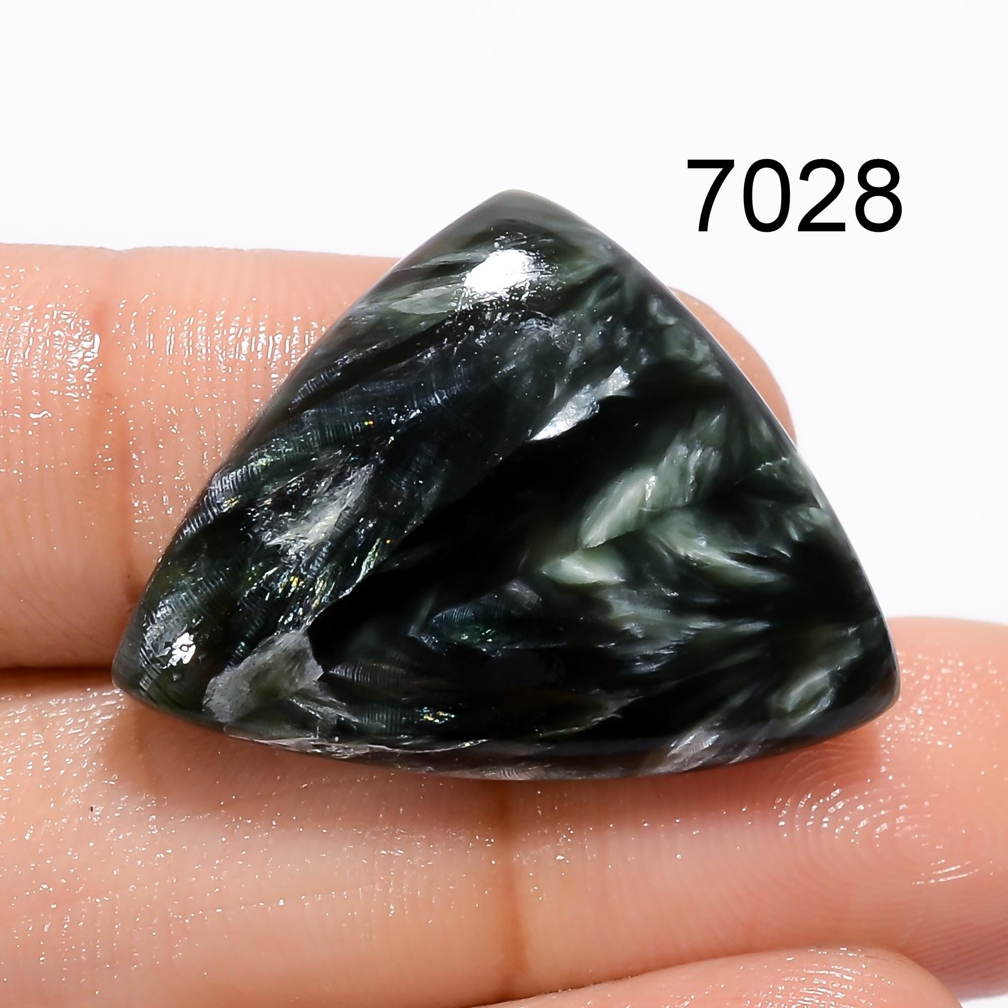 AAA Green Seraphinite Cabochon, Natural Gemstone for Jewelry - image 9