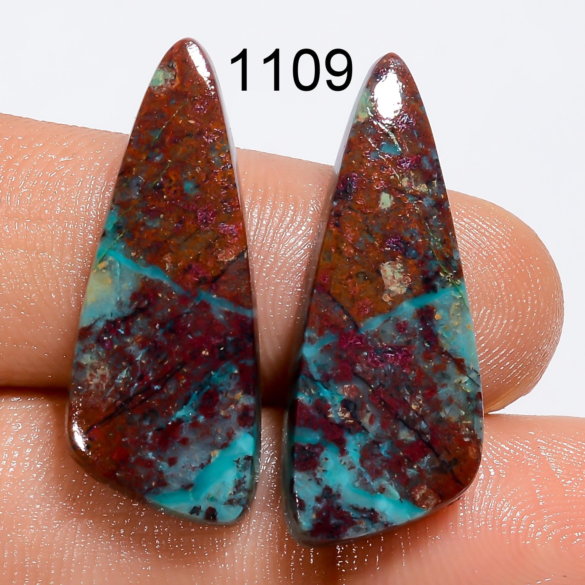Natural Sonora Sunrise Gemstone Pair, Designer Cupric Chrysocolla Pair, Matched Sonora Crystal Gemstone For Earring Jewe - image 7