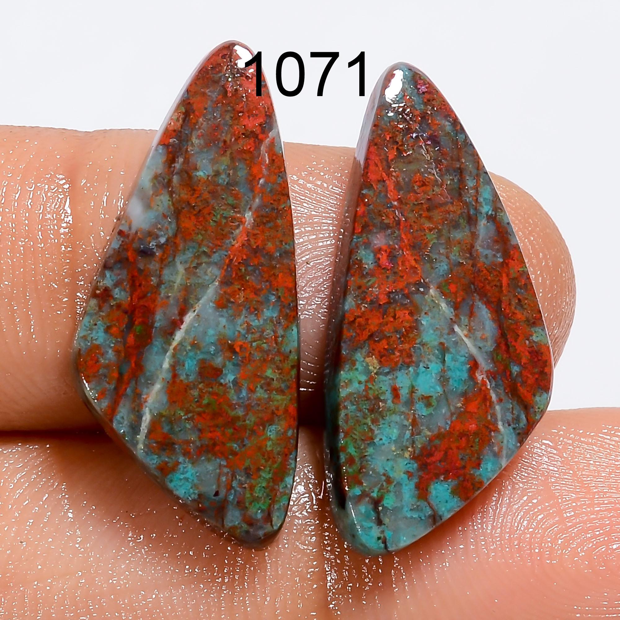 Natural Sonora Sunrise Gemstone Pair, Designer Cupric Chrysocolla Pair, Matched Sonora Crystal Gemstone For Earring Jewe