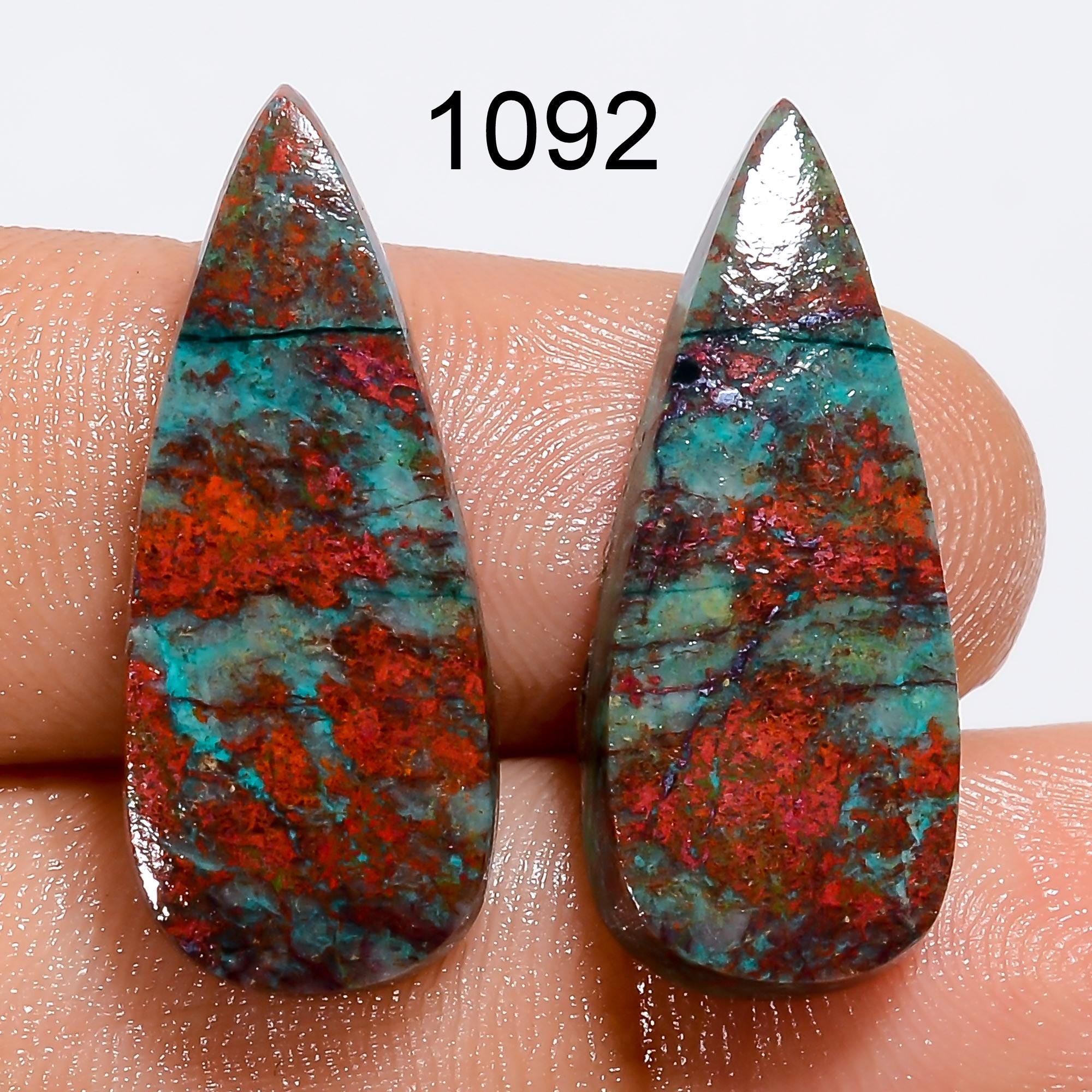 Natural Sonora Sunrise Gemstone Pair, Designer Cupric Chrysocolla Pair, Matched Sonora Crystal Gemstone For Earring Jewe - image 5