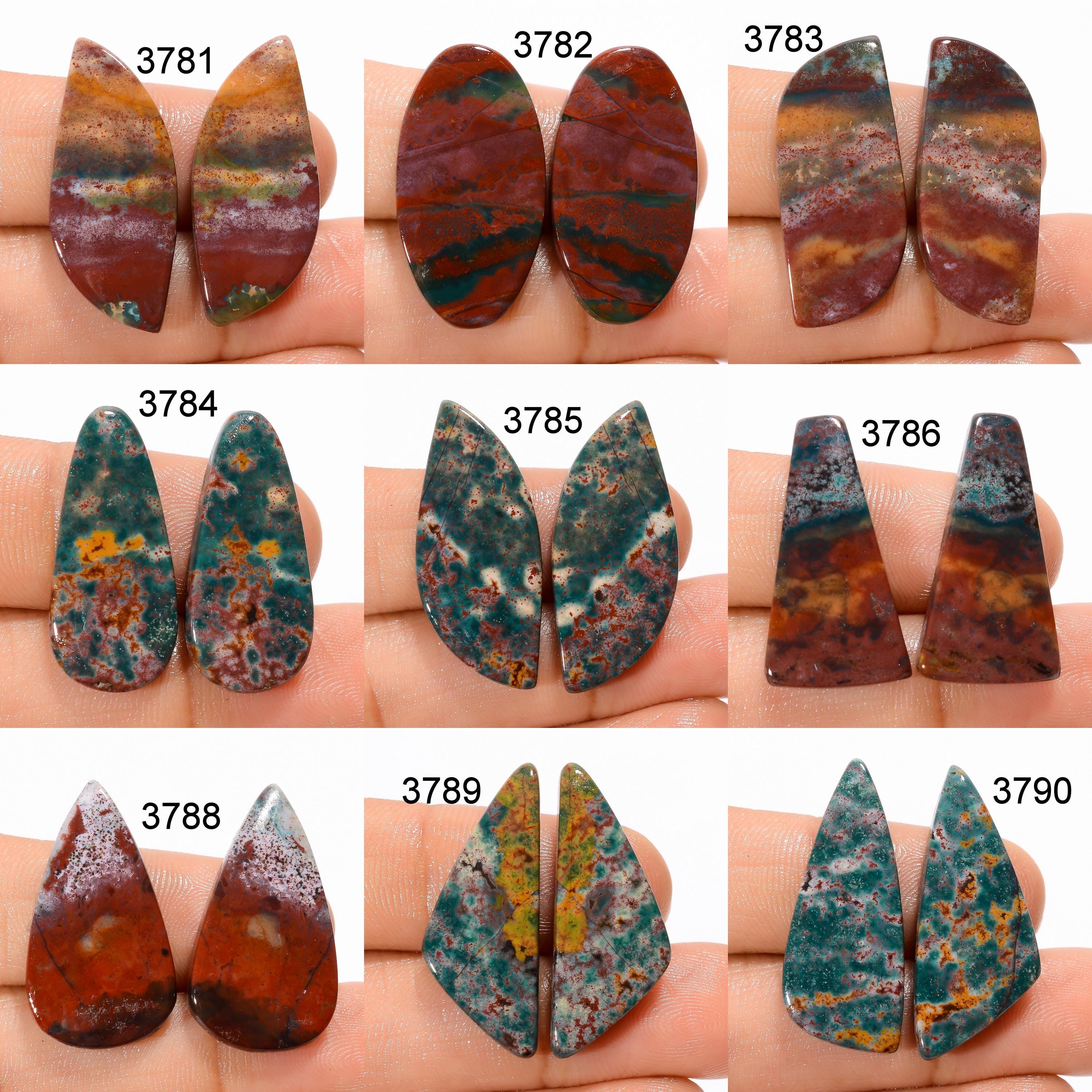 AAA Bloodstone Gemstone Pair, Mix Shape Cabochons, Loose Stone - image 5