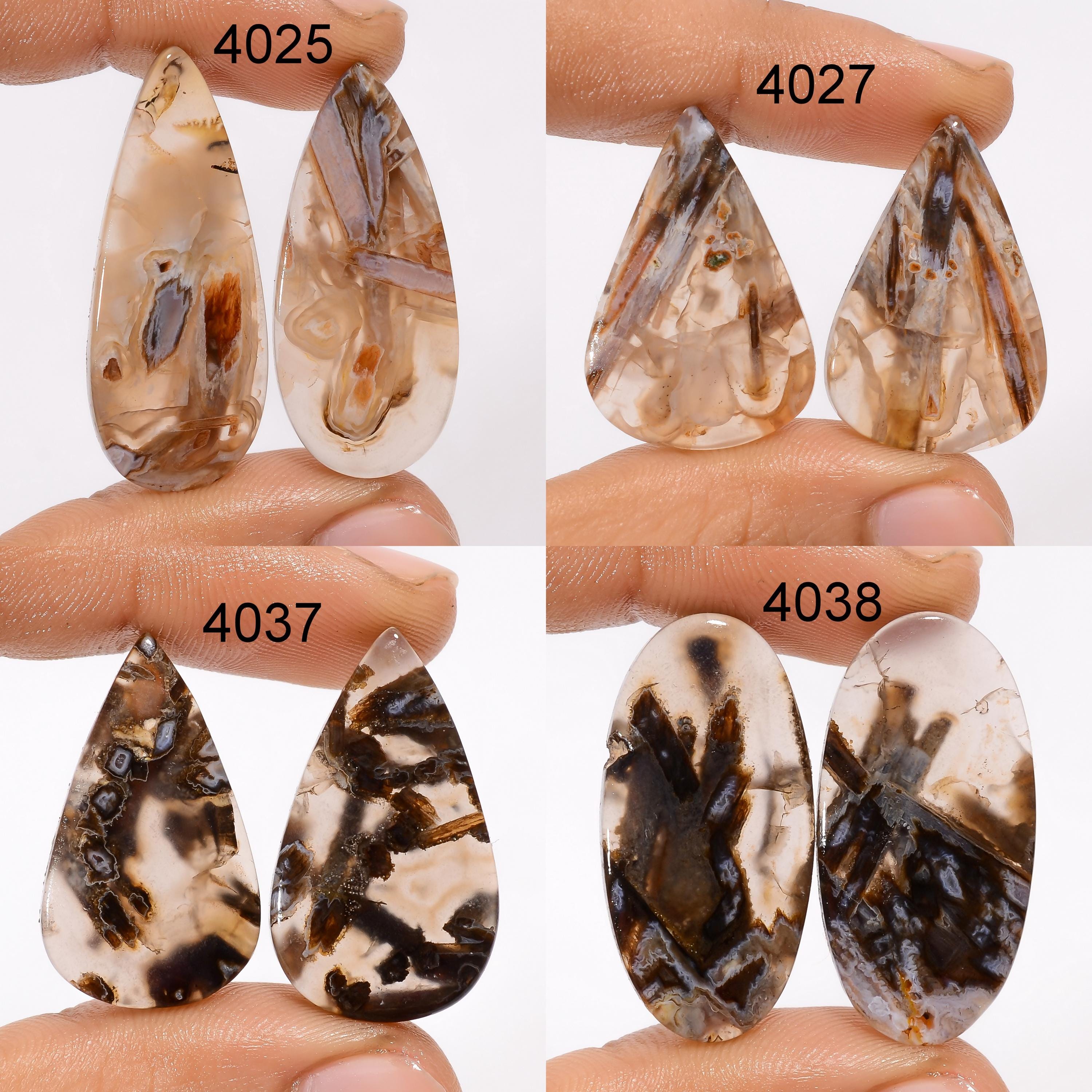 Turkish Stick Agate Cabochon Pair, AAA Quality Gemstone, 30x17x3 mm - image 3
