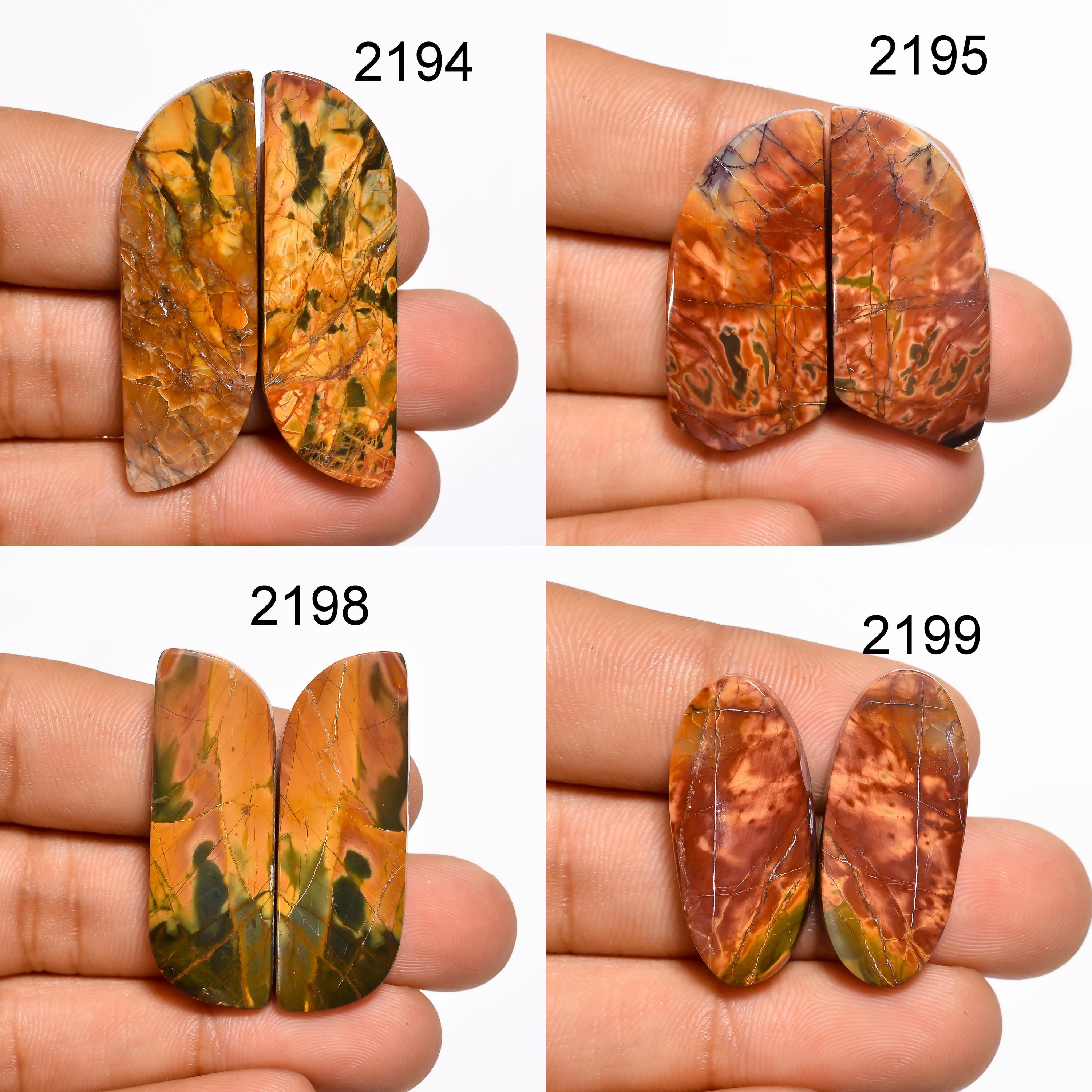 AAA Cherry Creek Jasper Cabochon Pair, Natural Gemstone for Earrings - image 3
