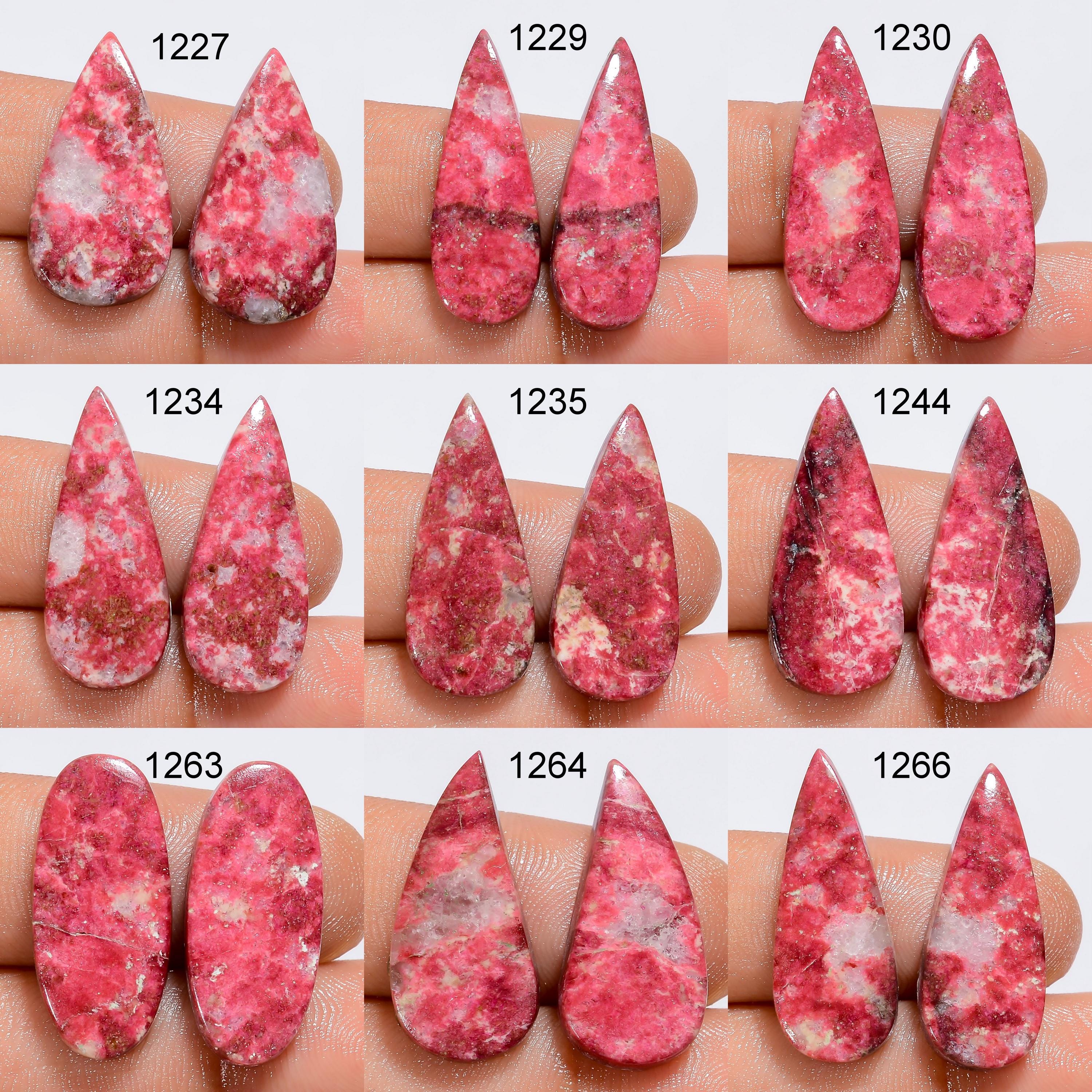 AAA Pink Thulite Cabochon Pair, Natural Gemstone for Jewelry Crafts - image 2